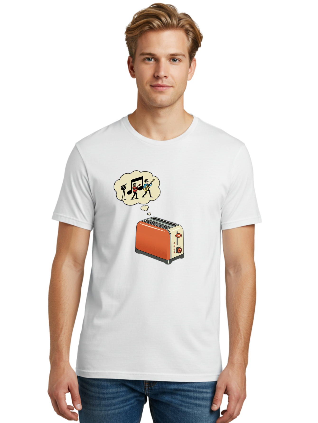 Toaster-Dreams-Of-Music Men'S Graphic Tee, 100% Cotton, Comfortable Casual Summer Wear, Machine Washable, Vintage Camera, Old Camera, Antique Camera, Black Camera, Classic Photography, Photography Equipment, Nostalgic Device, Film Camera, Ban782