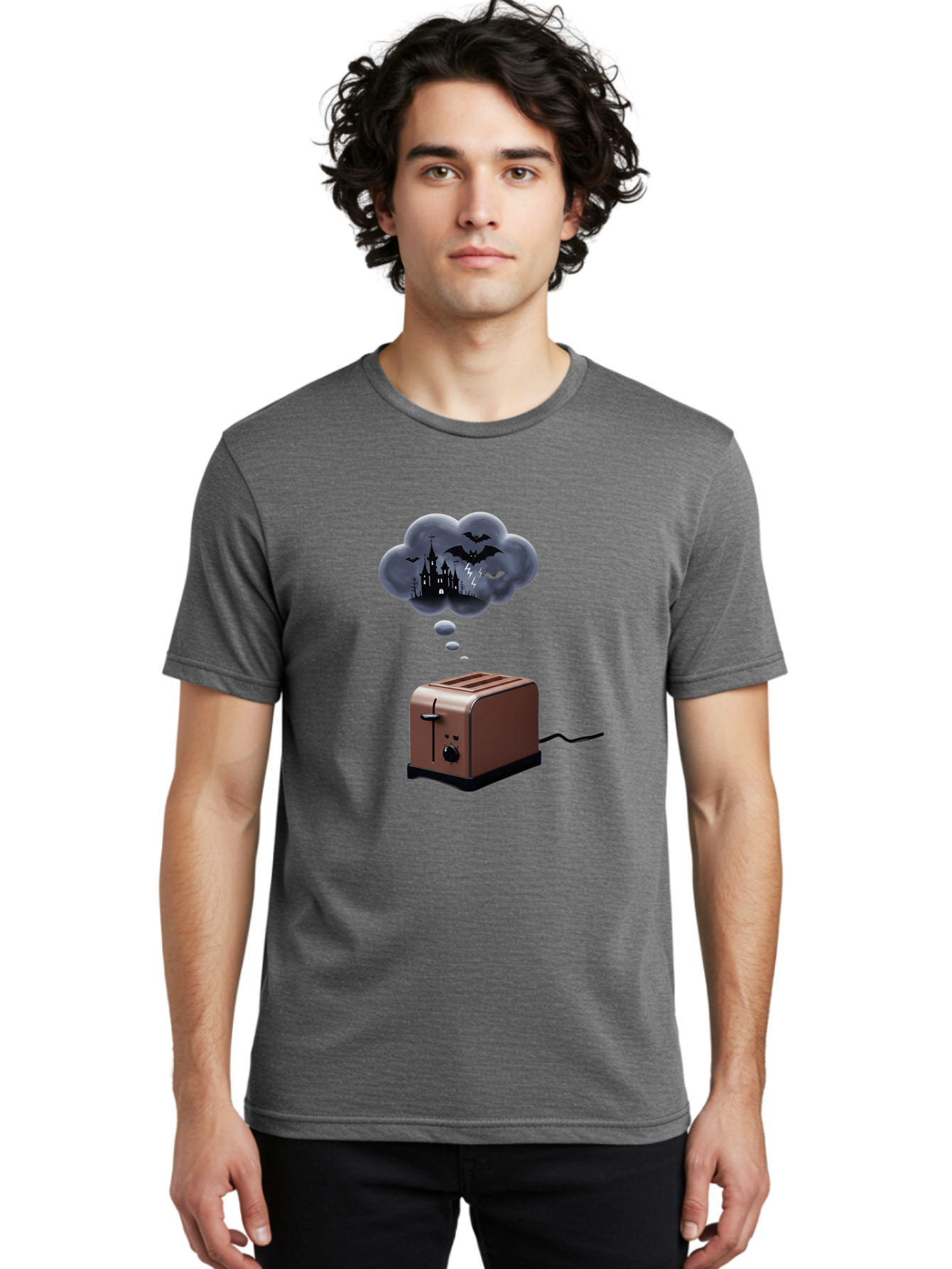 Toaster-Thought-Bubble-1 Men'S Graphic Tee, 100% Cotton, Comfortable Casual Summer Wear, Machine Washable, Vintage Camera, Old Camera, Antique Camera, Black Camera, Classic Photography, Photography Equipment, Nostalgic Device, Film Camera, Ban784