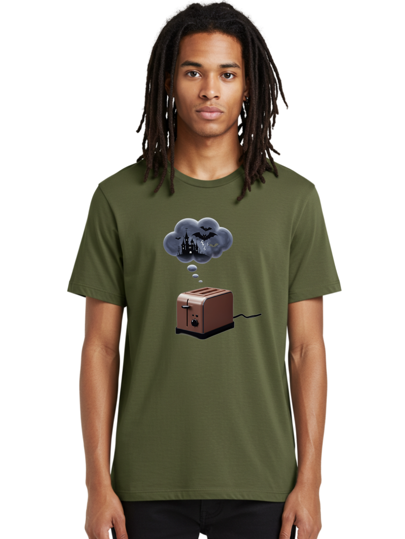 Toaster-Thought-Bubble-1 Men'S Graphic Tee, 100% Cotton, Comfortable Casual Summer Wear, Machine Washable, Vintage Camera, Old Camera, Antique Camera, Black Camera, Classic Photography, Photography Equipment, Nostalgic Device, Film Camera, Ban784