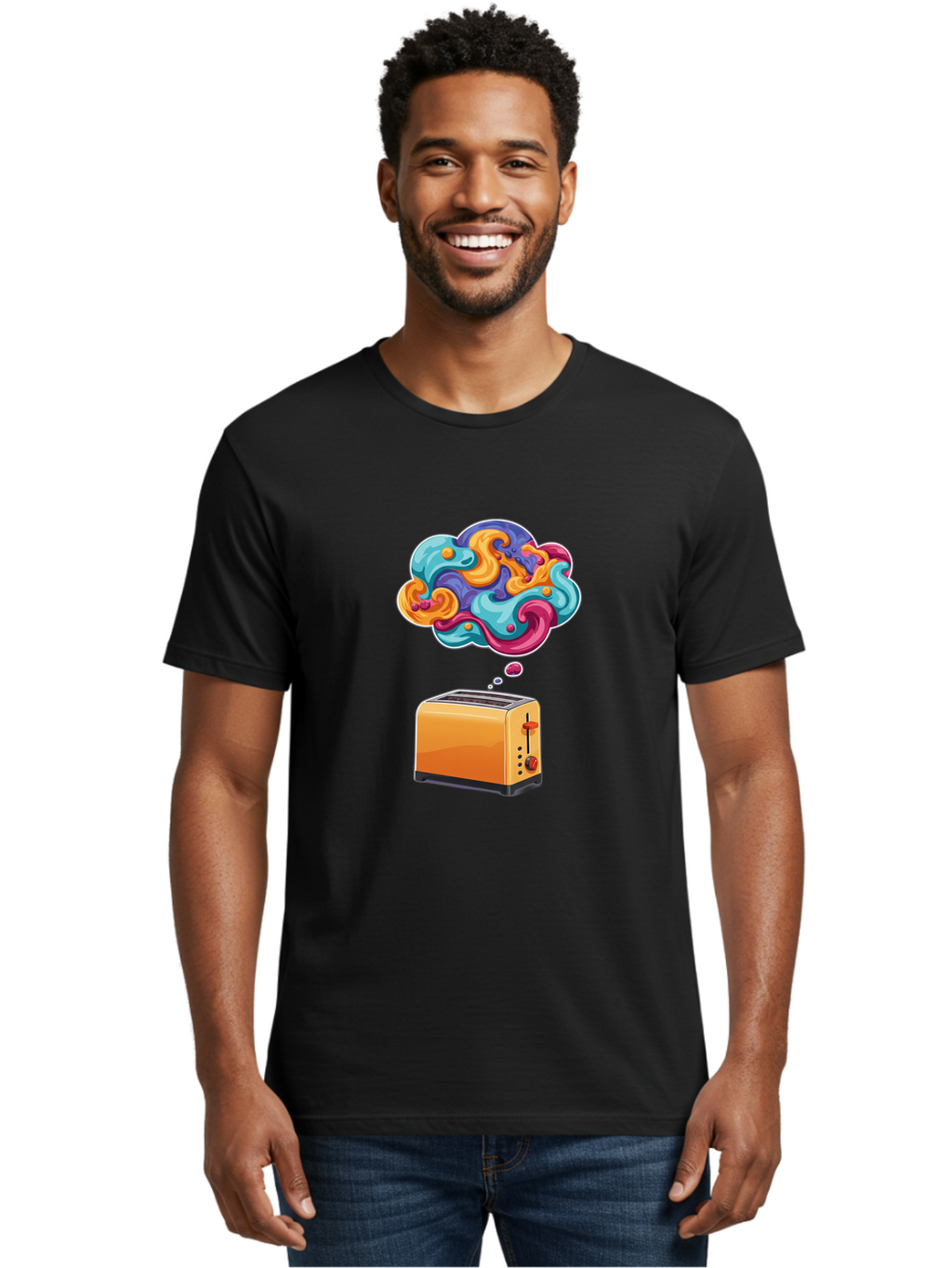 Toaster-Thought-Bubble Men'S Graphic Tee, 100% Cotton, Comfortable Casual Summer Wear, Machine Washable, Vintage Camera, Old Camera, Antique Camera, Black Camera, Classic Photography, Photography Equipment, Nostalgic Device, Film Camera, Ban785