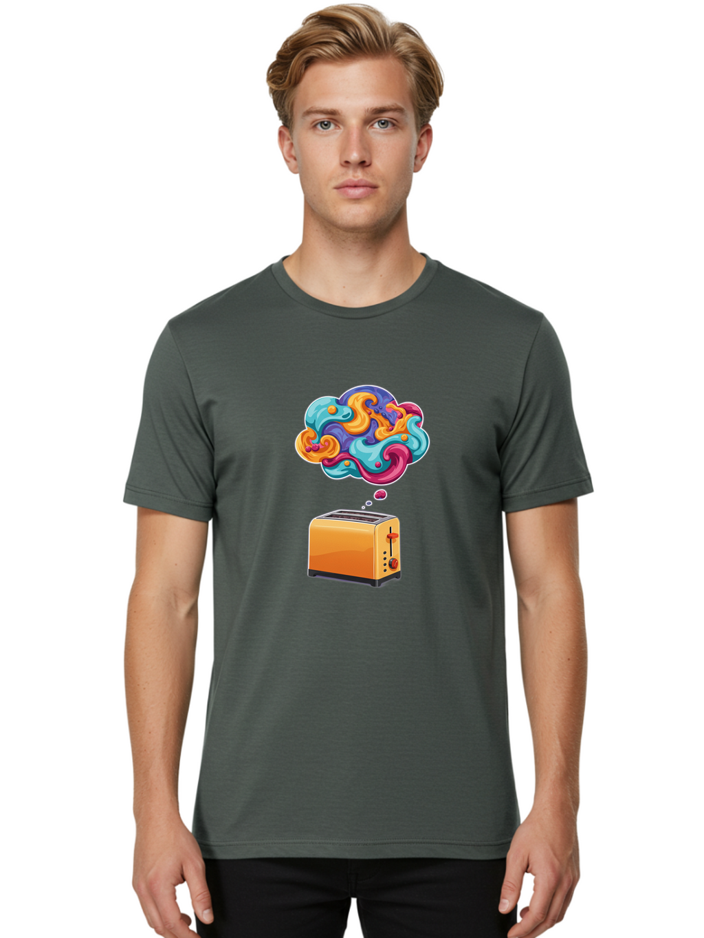 Toaster-Thought-Bubble Men'S Graphic Tee, 100% Cotton, Comfortable Casual Summer Wear, Machine Washable, Vintage Camera, Old Camera, Antique Camera, Black Camera, Classic Photography, Photography Equipment, Nostalgic Device, Film Camera, Ban785