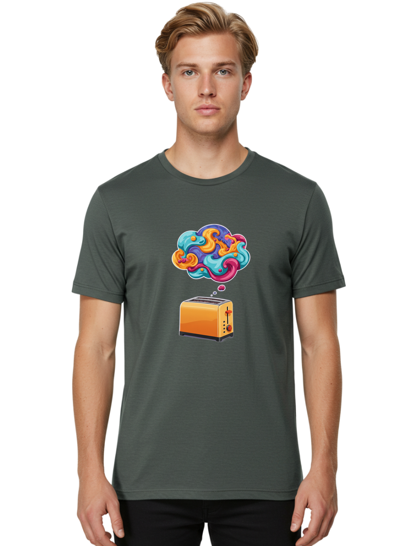 Toaster-Thought-Bubble Men'S Graphic Tee, 100% Cotton, Comfortable Casual Summer Wear, Machine Washable, Vintage Camera, Old Camera, Antique Camera, Black Camera, Classic Photography, Photography Equipment, Nostalgic Device, Film Camera, Ban785