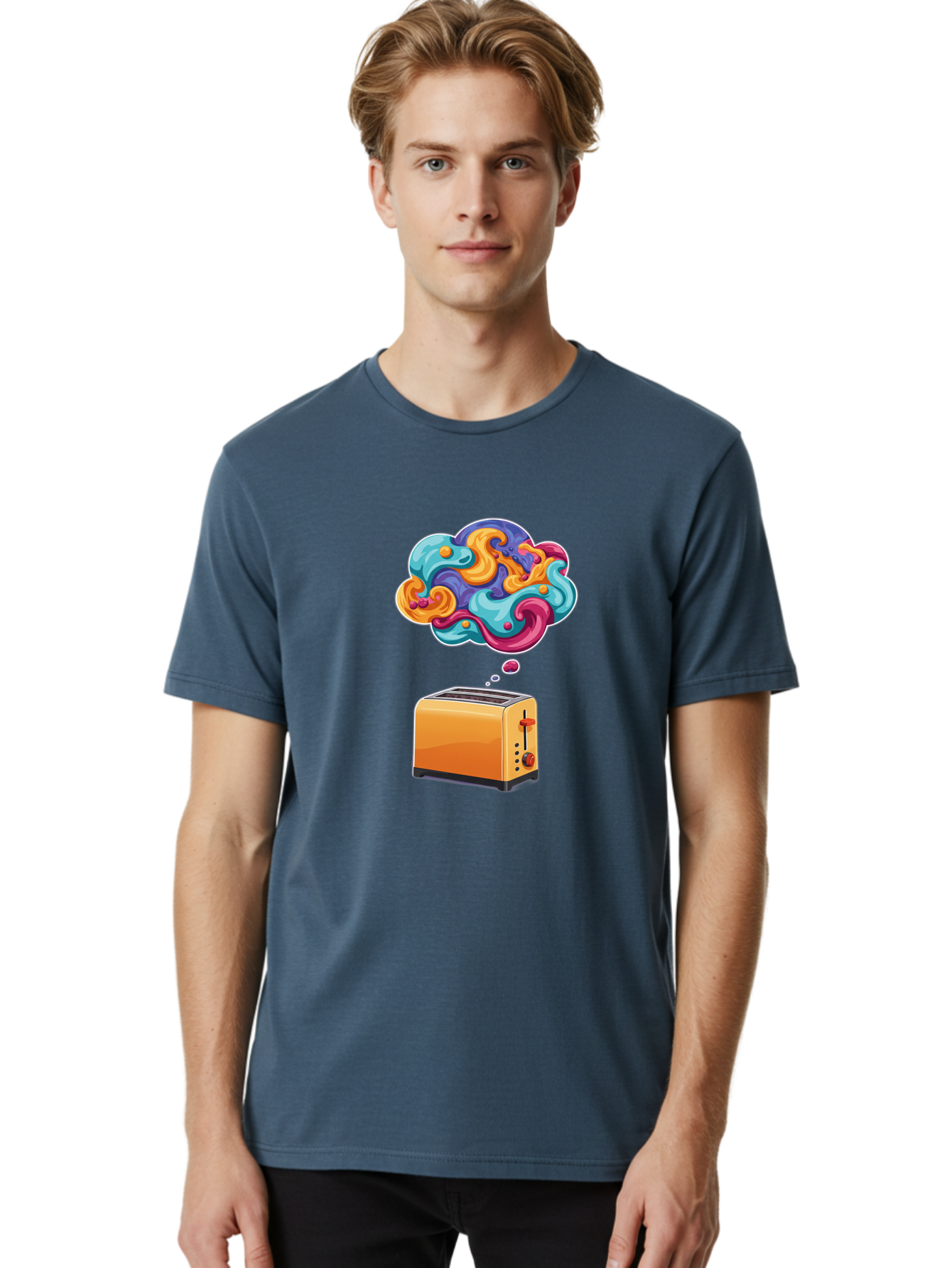 Toaster-Thought-Bubble Men'S Graphic Tee, 100% Cotton, Comfortable Casual Summer Wear, Machine Washable, Vintage Camera, Old Camera, Antique Camera, Black Camera, Classic Photography, Photography Equipment, Nostalgic Device, Film Camera, Ban785