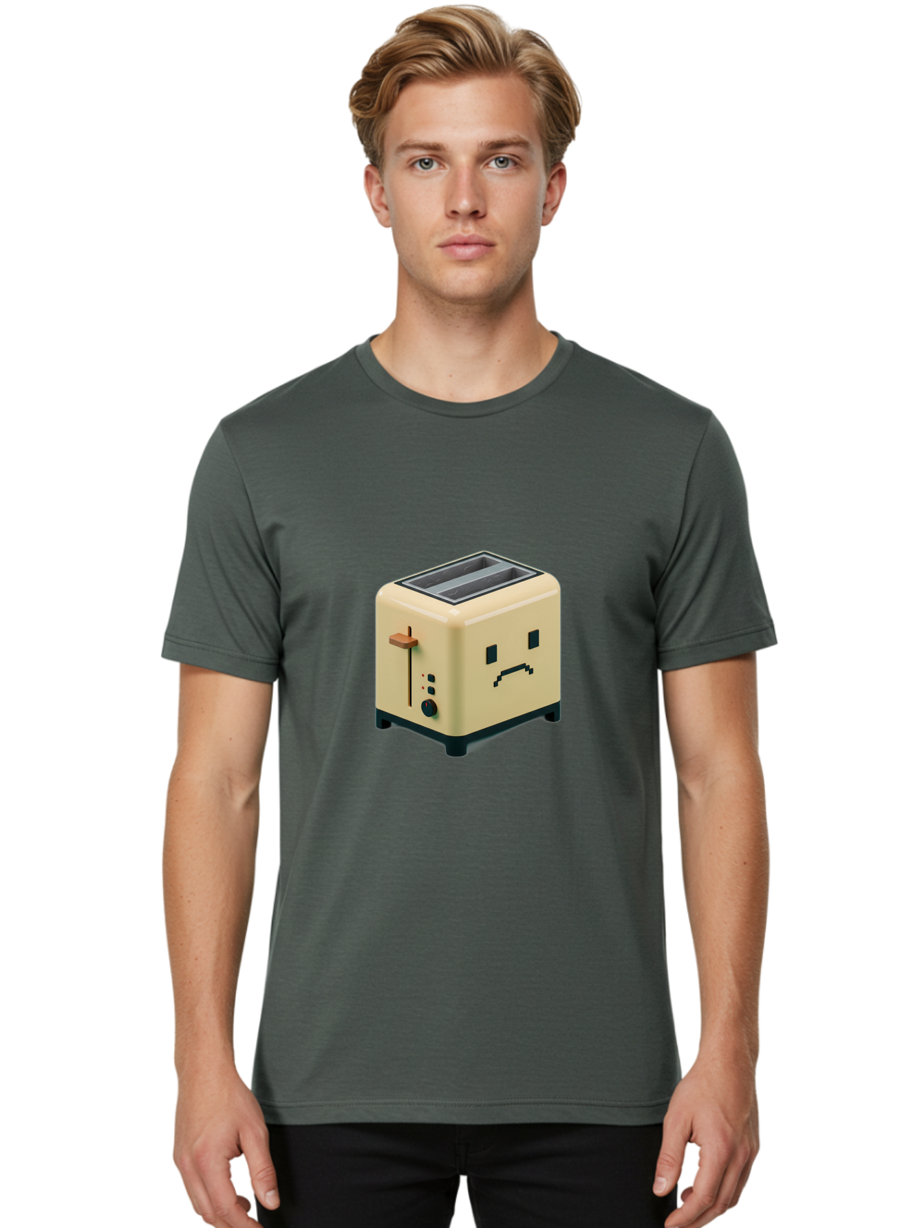 Toaster-With-Pixelated-Face Men'S Graphic Tee, 100% Cotton, Comfortable Casual Summer Wear, Machine Washable, Vintage Camera, Old Camera, Antique Camera, Black Camera, Classic Photography, Photography Equipment, Nostalgic Device, Film Camera, Ban787