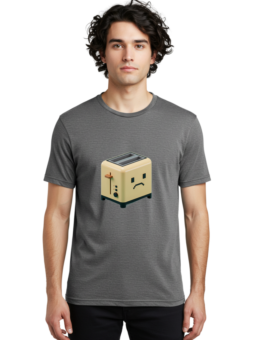 Toaster-With-Pixelated-Face Men'S Graphic Tee, 100% Cotton, Comfortable Casual Summer Wear, Machine Washable, Vintage Camera, Old Camera, Antique Camera, Black Camera, Classic Photography, Photography Equipment, Nostalgic Device, Film Camera, Ban787