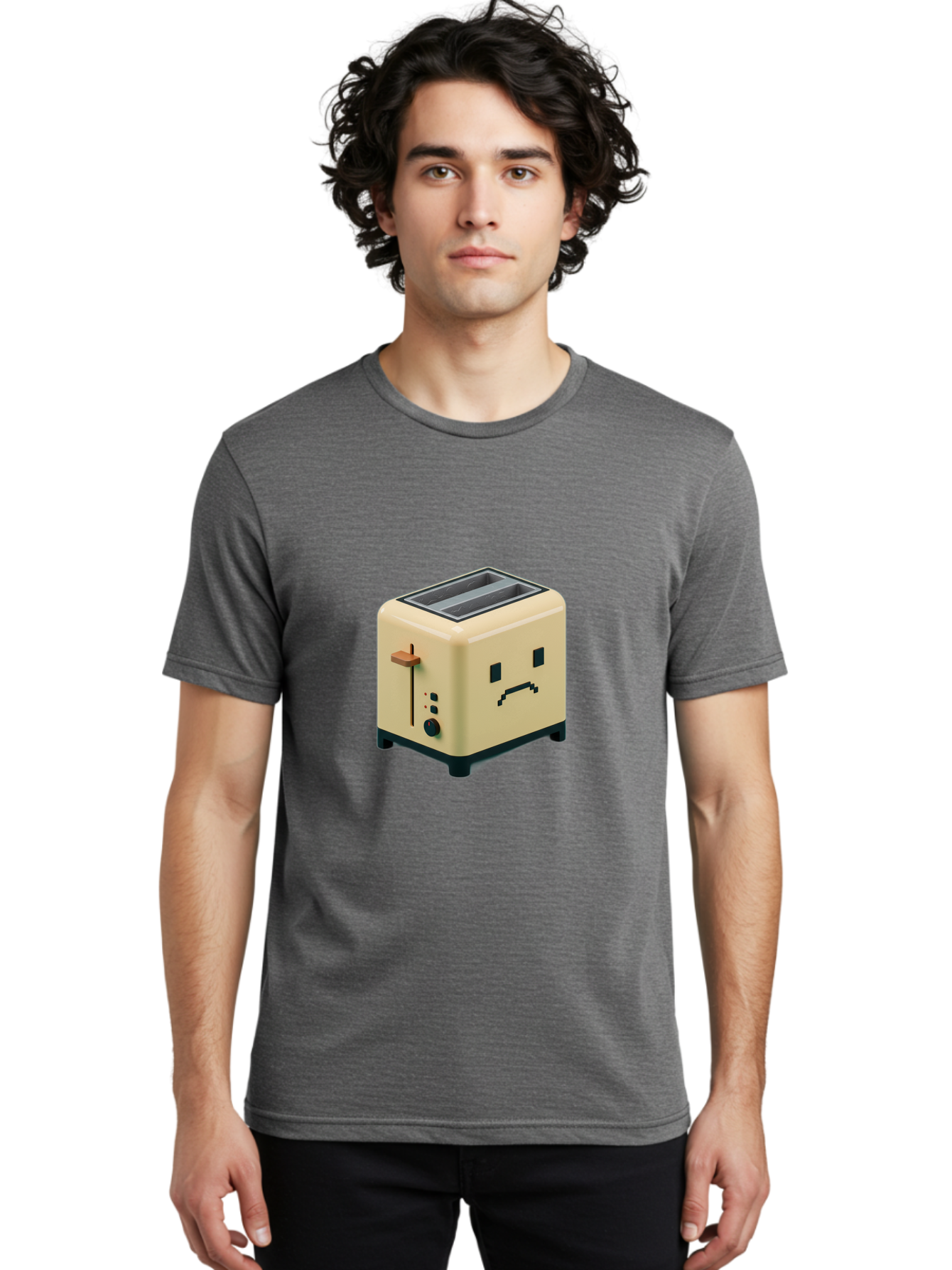 Toaster-With-Pixelated-Face Men'S Graphic Tee, 100% Cotton, Comfortable Casual Summer Wear, Machine Washable, Vintage Camera, Old Camera, Antique Camera, Black Camera, Classic Photography, Photography Equipment, Nostalgic Device, Film Camera, Ban787