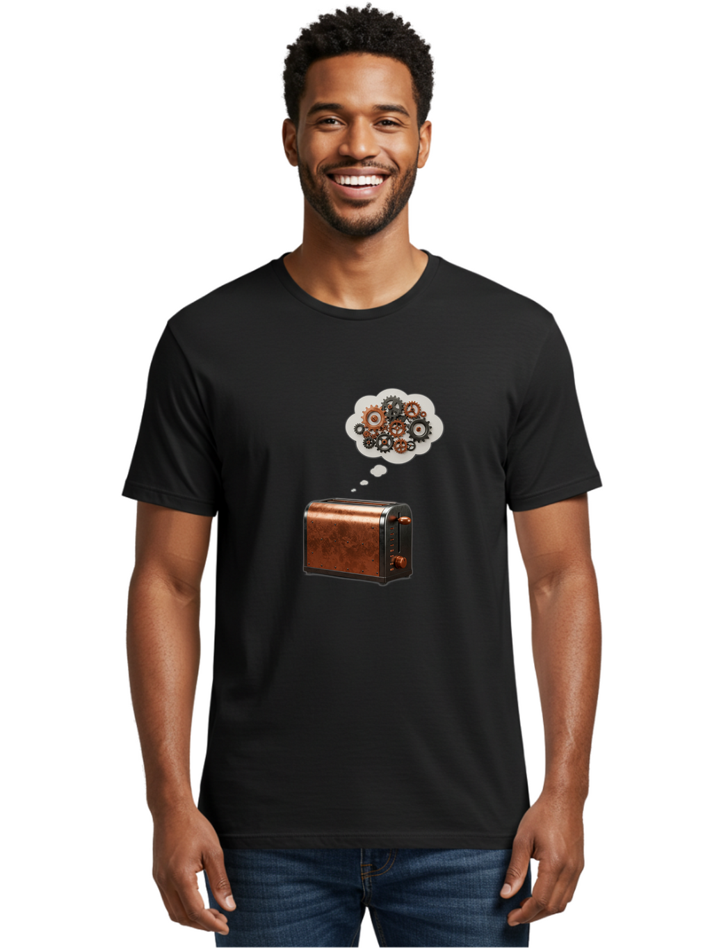Toaster-With-Thinking-Gears Men'S Graphic Tee, 100% Cotton, Comfortable Casual Summer Wear, Machine Washable, Vintage Camera, Old Camera, Antique Camera, Black Camera, Classic Photography, Photography Equipment, Nostalgic Device, Film Camera, Ban789