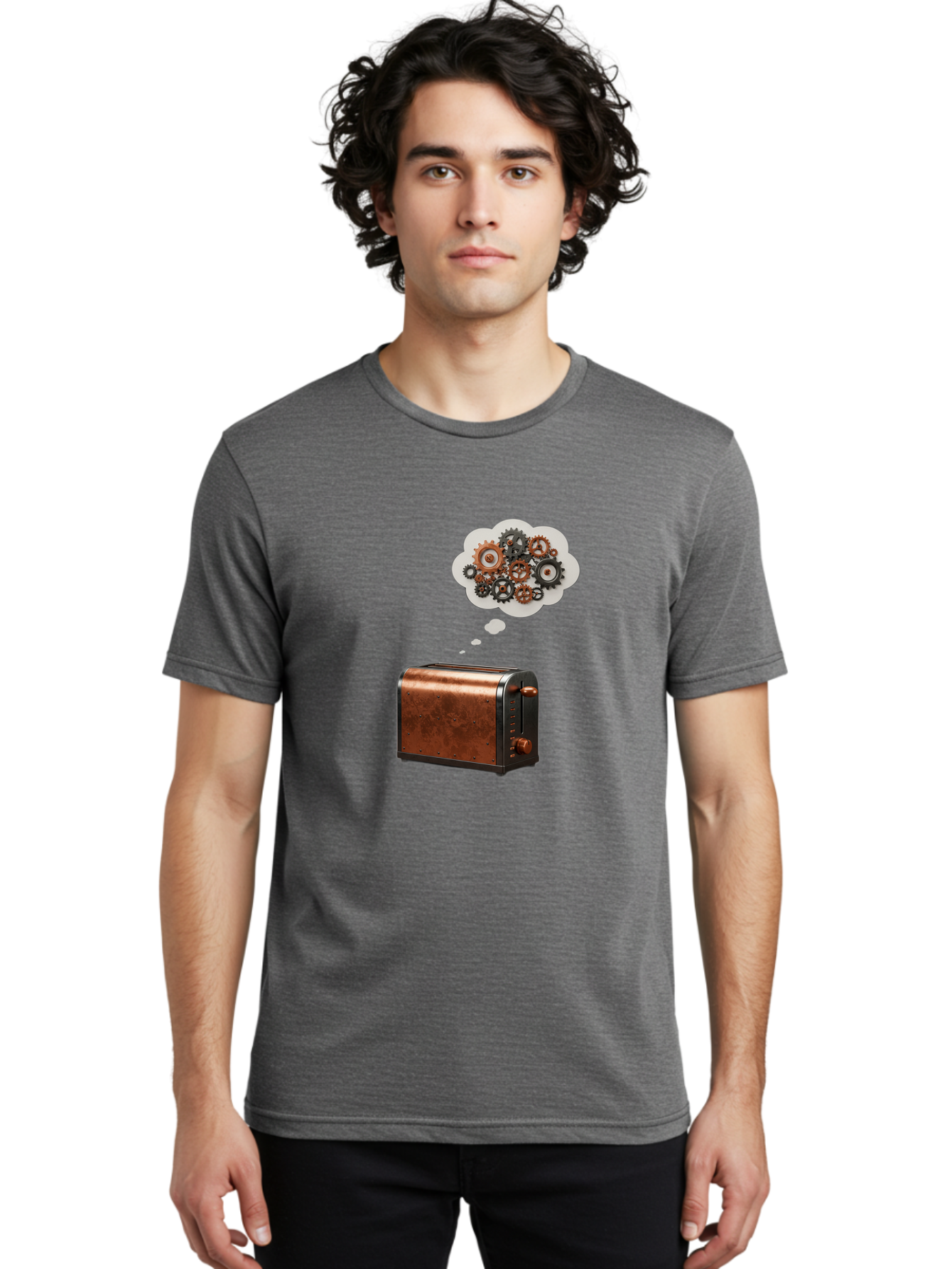 Toaster-With-Thinking-Gears Men'S Graphic Tee, 100% Cotton, Comfortable Casual Summer Wear, Machine Washable, Vintage Camera, Old Camera, Antique Camera, Black Camera, Classic Photography, Photography Equipment, Nostalgic Device, Film Camera, Ban789
