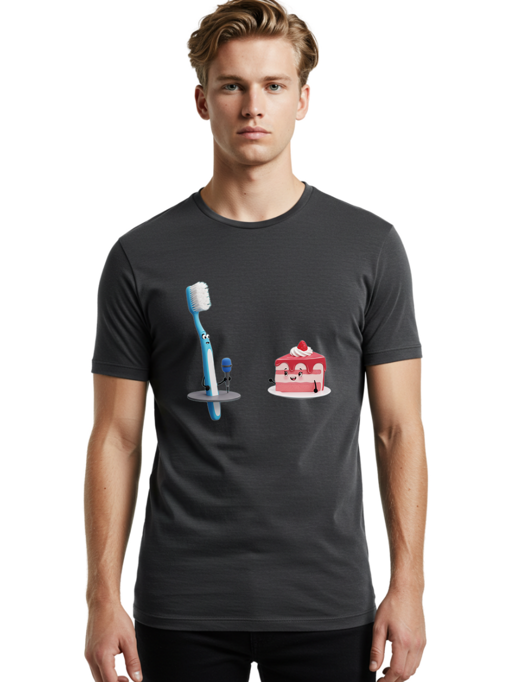 Toothbrush-And-Cake-1 Men'S Graphic Tee, 100% Cotton, Comfortable Casual Summer Wear, Machine Washable, Vintage Camera, Old Camera, Antique Camera, Black Camera, Classic Photography, Photography Equipment, Nostalgic Device, Film Camera, Ban812