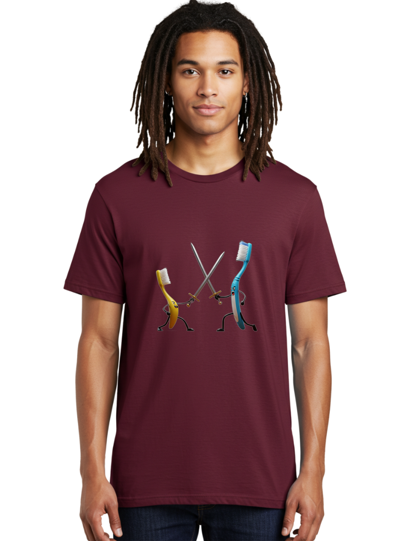 Toothbrush-Characters-Duelling Men'S Graphic Tee, 100% Cotton, Comfortable Casual Summer Wear, Machine Washable, Vintage Camera, Old Camera, Antique Camera, Black Camera, Classic Photography, Photography Equipment, Nostalgic Device, Ban815