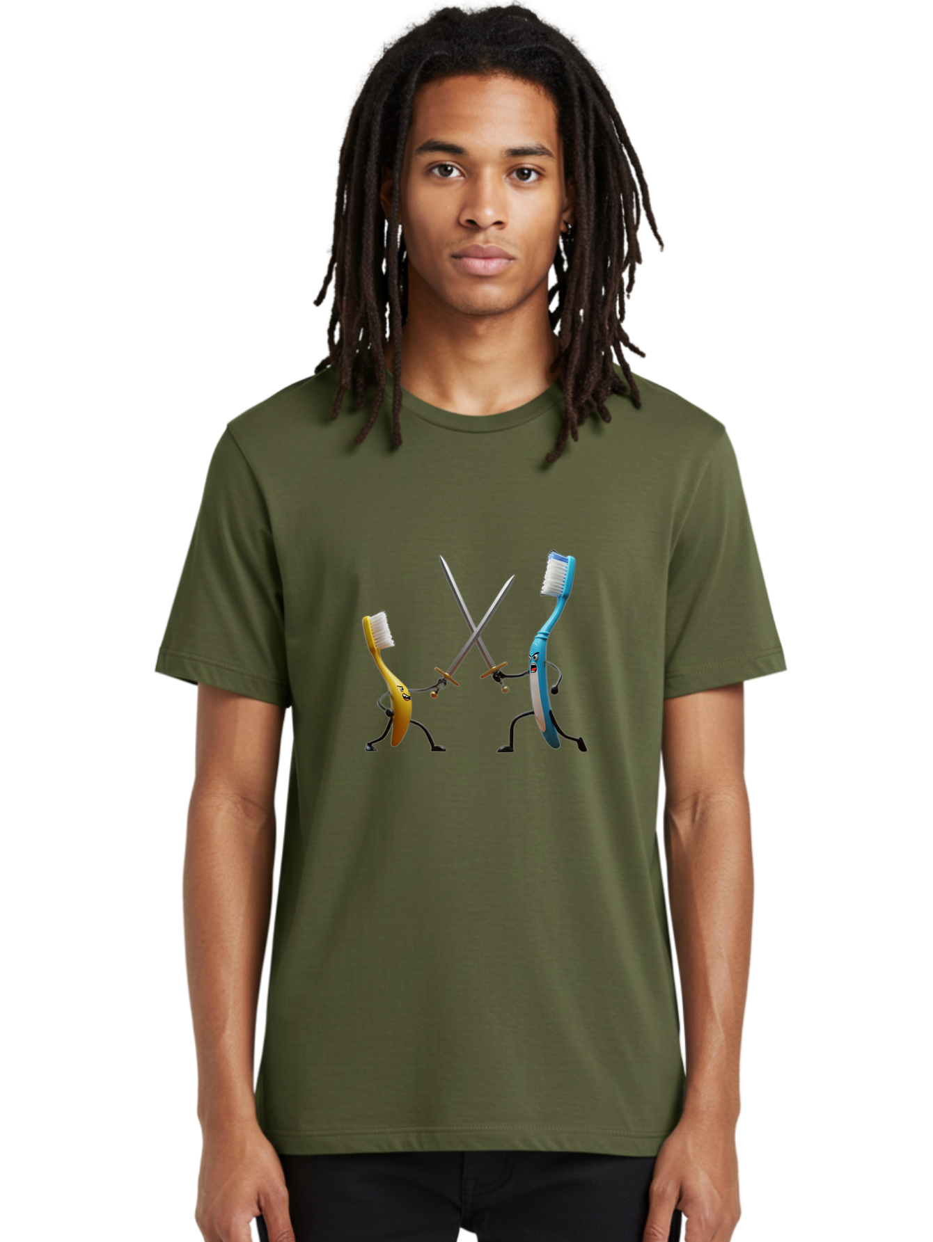 Toothbrush-Characters-Duelling Men'S Graphic Tee, 100% Cotton, Comfortable Casual Summer Wear, Machine Washable, Vintage Camera, Old Camera, Antique Camera, Black Camera, Classic Photography, Photography Equipment, Nostalgic Device, Ban815
