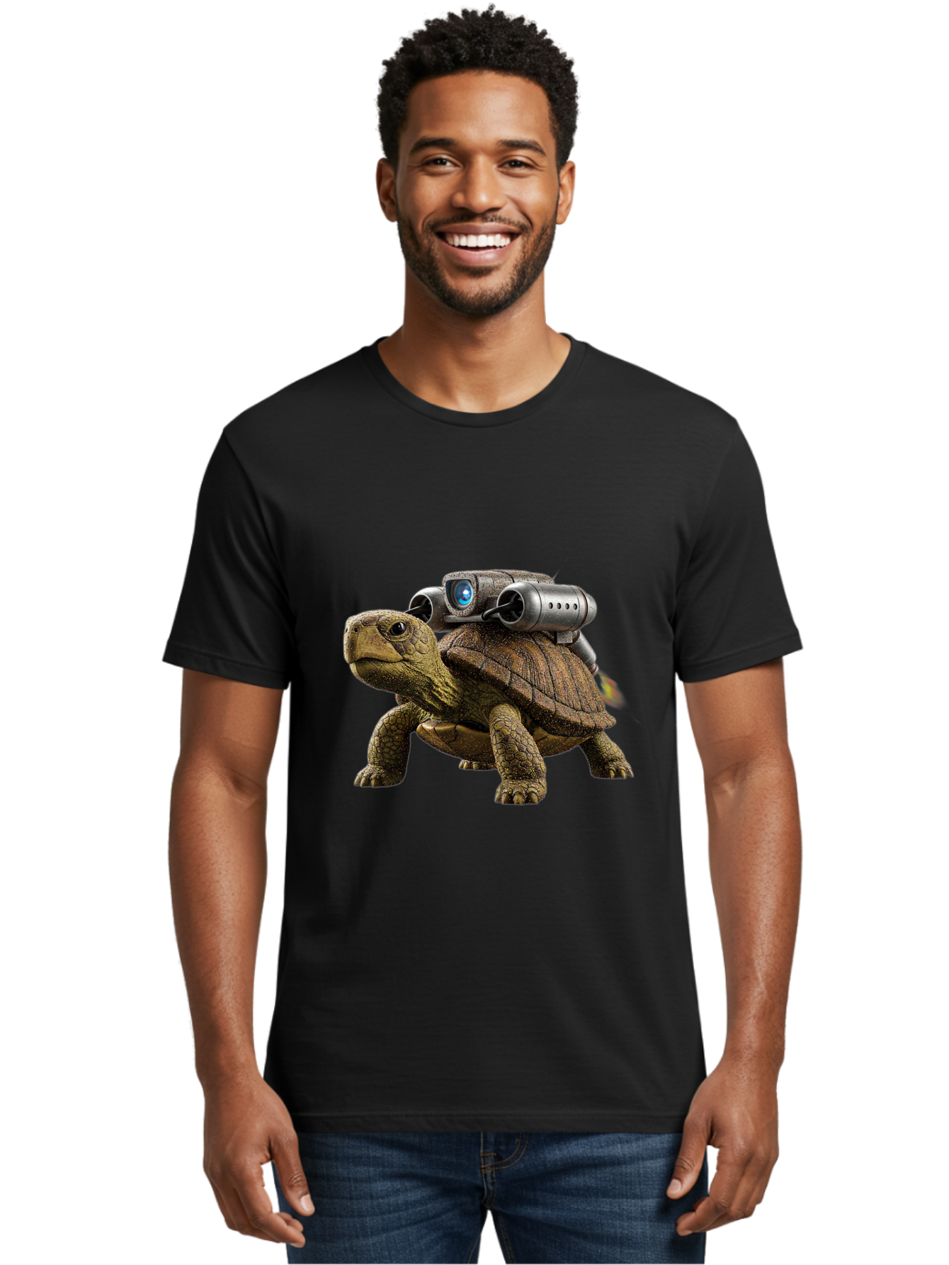 Tortoise-With-Rocket-1 Men'S Graphic Tee, 100% Cotton, Comfortable Casual Summer Wear, Machine Washable, Vintage Camera, Old Camera, Antique Camera, Black Camera, Classic Photography, Photography Equipment, Nostalgic Device, Film Camera, Ban825