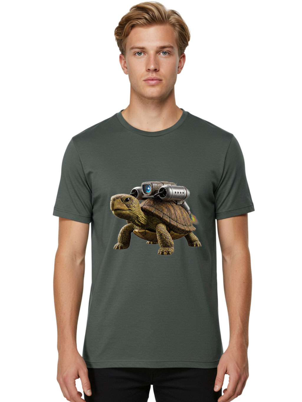 Tortoise-With-Rocket-1 Men'S Graphic Tee, 100% Cotton, Comfortable Casual Summer Wear, Machine Washable, Vintage Camera, Old Camera, Antique Camera, Black Camera, Classic Photography, Photography Equipment, Nostalgic Device, Film Camera, Ban825