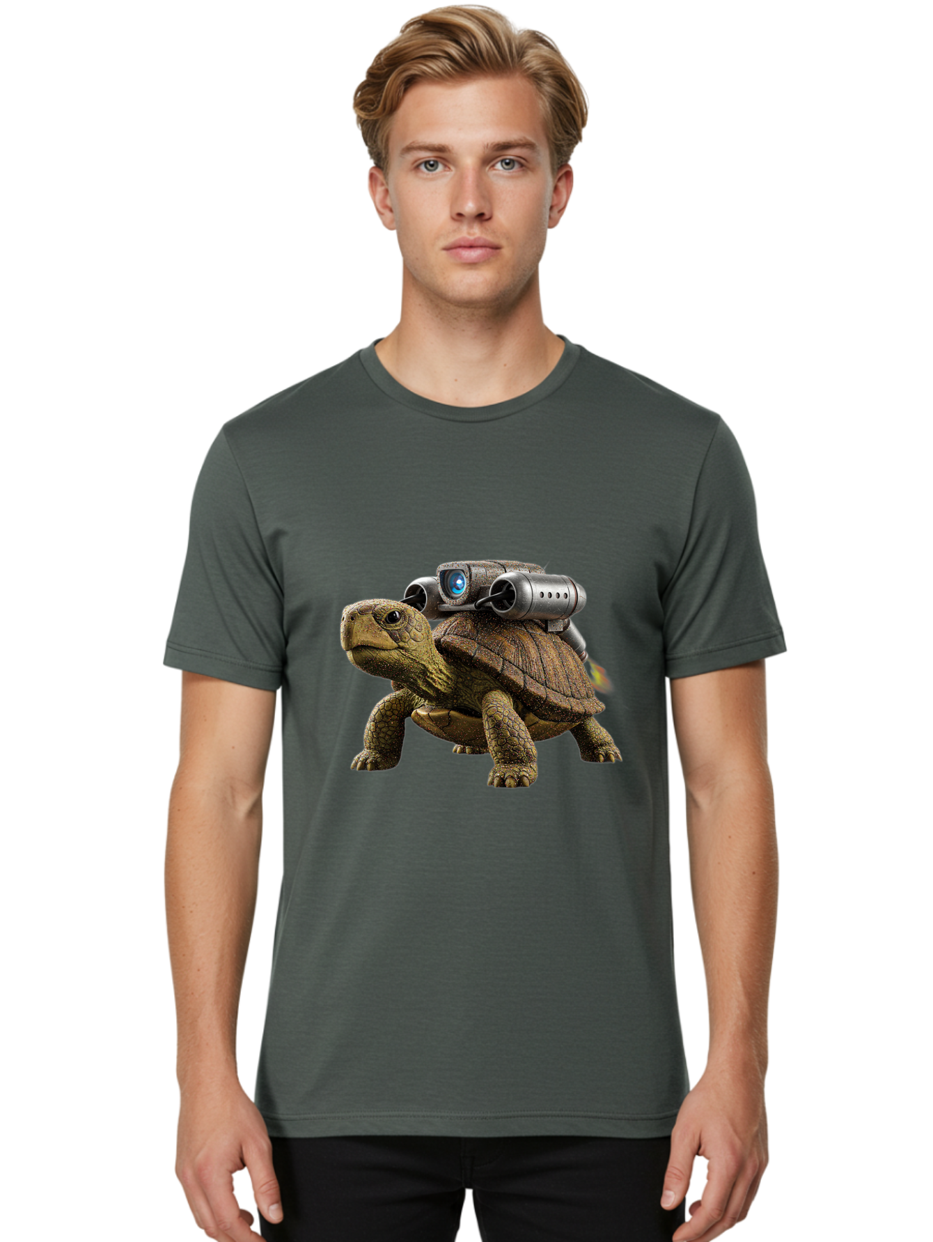 Tortoise-With-Rocket-1 Men'S Graphic Tee, 100% Cotton, Comfortable Casual Summer Wear, Machine Washable, Vintage Camera, Old Camera, Antique Camera, Black Camera, Classic Photography, Photography Equipment, Nostalgic Device, Film Camera, Ban825