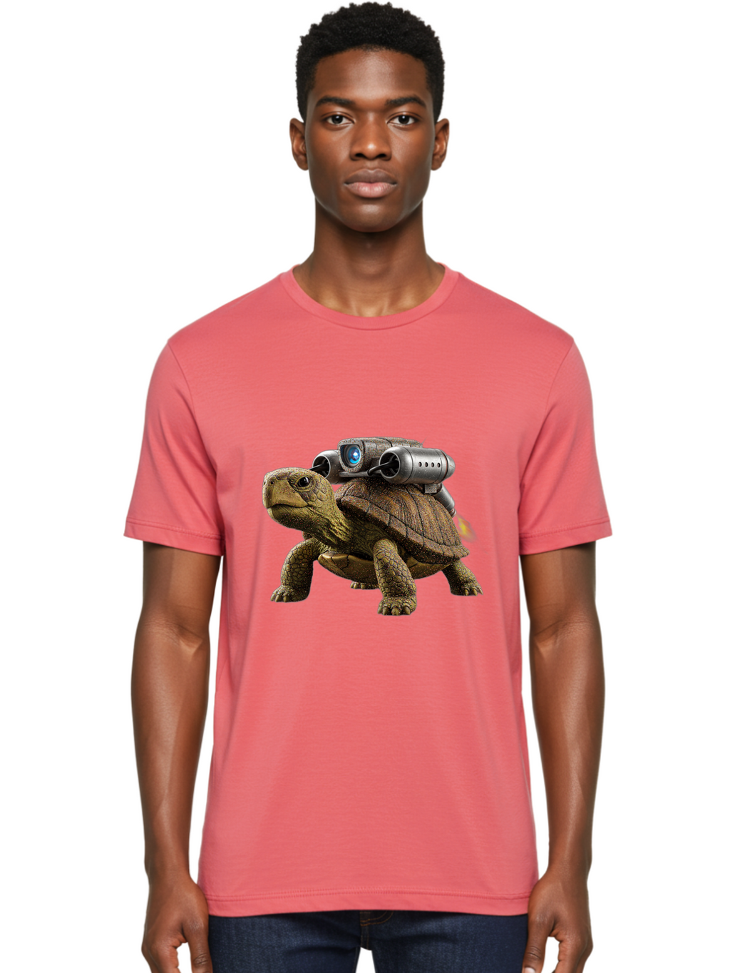 Tortoise-With-Rocket-1 Men'S Graphic Tee, 100% Cotton, Comfortable Casual Summer Wear, Machine Washable, Vintage Camera, Old Camera, Antique Camera, Black Camera, Classic Photography, Photography Equipment, Nostalgic Device, Film Camera, Ban825