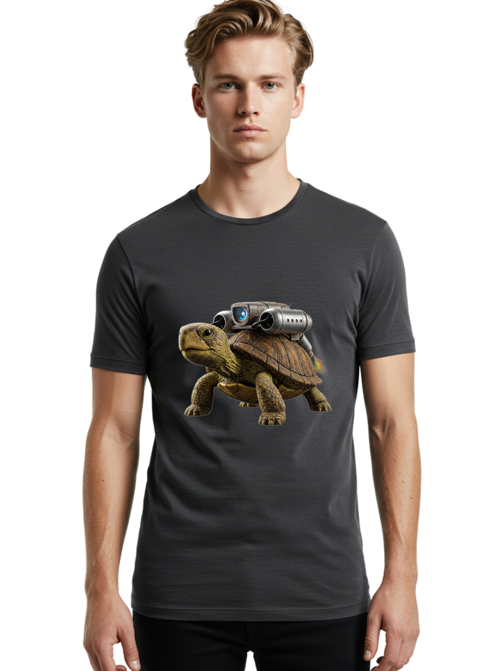 Tortoise-With-Rocket-1 Men'S Graphic Tee, 100% Cotton, Comfortable Casual Summer Wear, Machine Washable, Vintage Camera, Old Camera, Antique Camera, Black Camera, Classic Photography, Photography Equipment, Nostalgic Device, Film Camera, Ban825