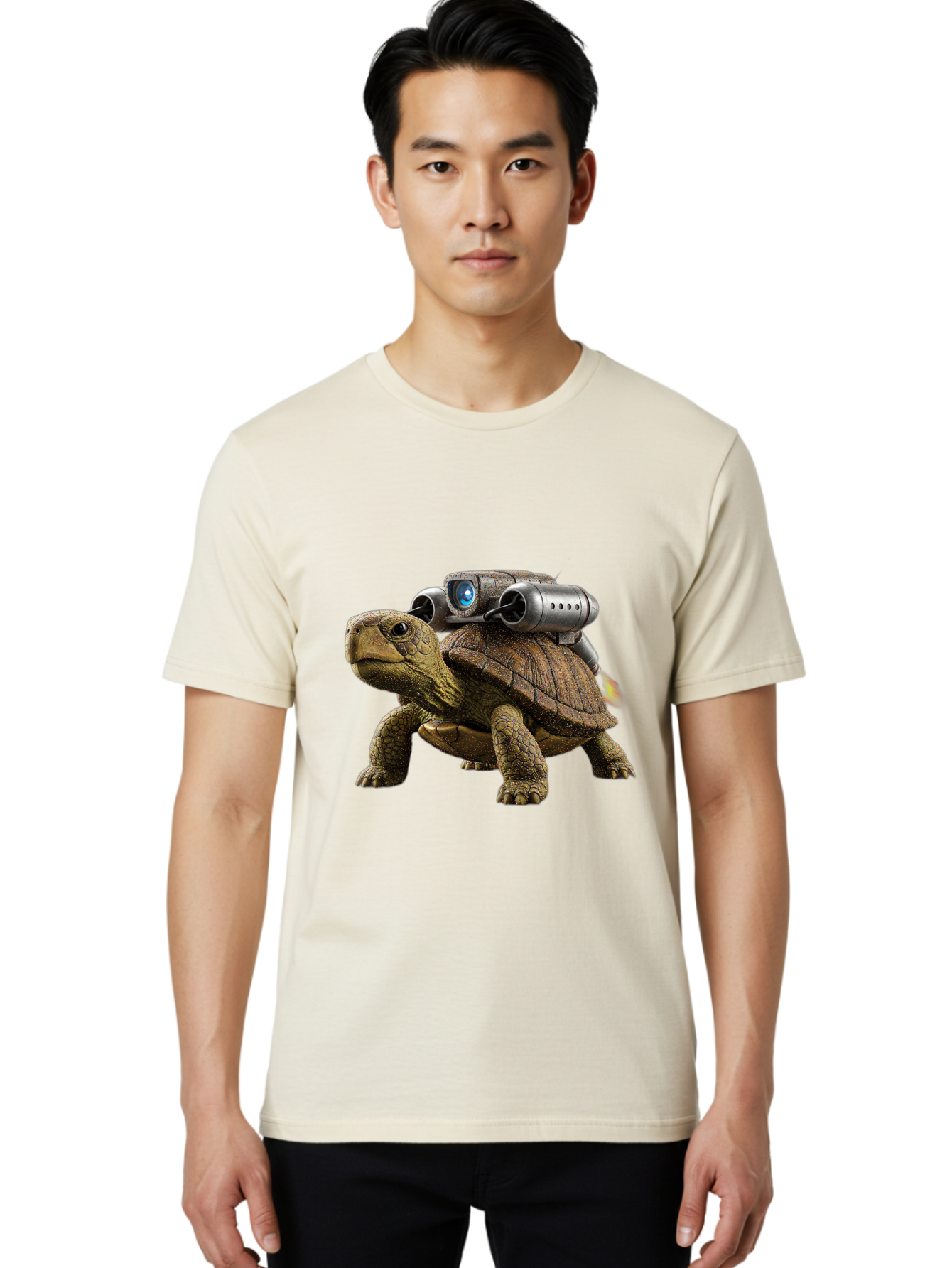 Tortoise-With-Rocket-1 Men'S Graphic Tee, 100% Cotton, Comfortable Casual Summer Wear, Machine Washable, Vintage Camera, Old Camera, Antique Camera, Black Camera, Classic Photography, Photography Equipment, Nostalgic Device, Film Camera, Ban825
