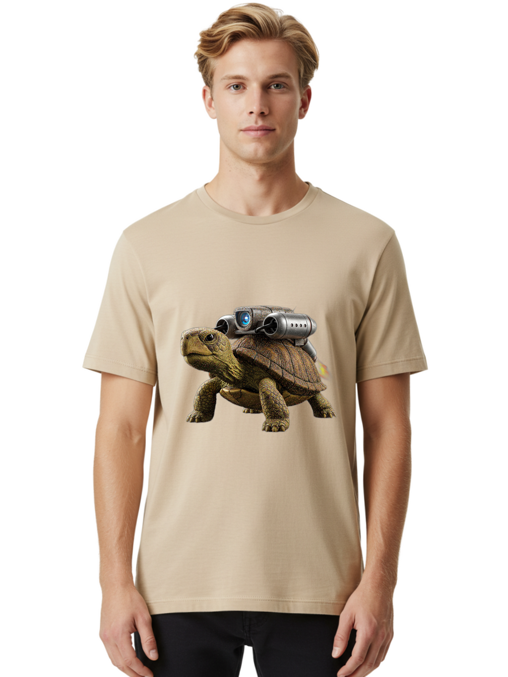 Tortoise-With-Rocket-1 Men'S Graphic Tee, 100% Cotton, Comfortable Casual Summer Wear, Machine Washable, Vintage Camera, Old Camera, Antique Camera, Black Camera, Classic Photography, Photography Equipment, Nostalgic Device, Film Camera, Ban825