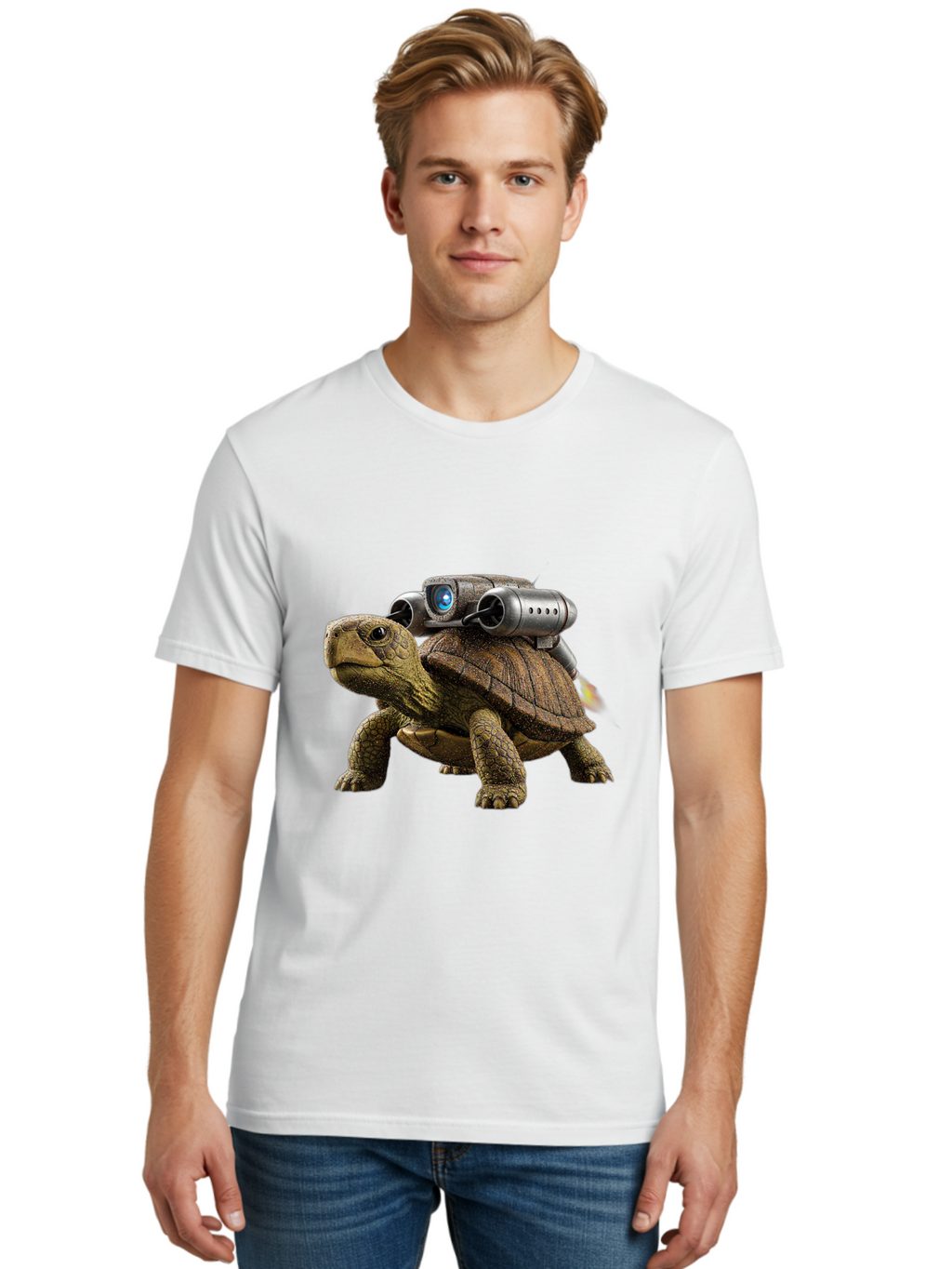 Tortoise-With-Rocket-1 Men'S Graphic Tee, 100% Cotton, Comfortable Casual Summer Wear, Machine Washable, Vintage Camera, Old Camera, Antique Camera, Black Camera, Classic Photography, Photography Equipment, Nostalgic Device, Film Camera, Ban825