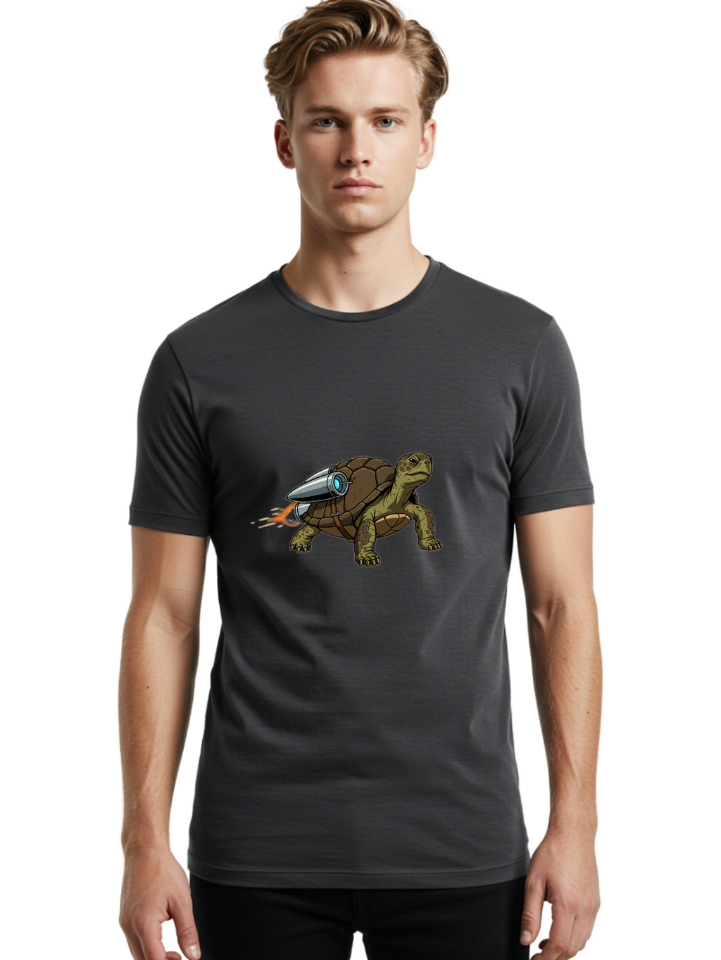 Tortoise-With-Rocket Men'S Graphic Tee, 100% Cotton, Comfortable Casual Summer Wear, Machine Washable, Vintage Camera, Old Camera, Antique Camera, Black Camera, Classic Photography, Photography Equipment, Nostalgic Device, Film Camera, Ban826
