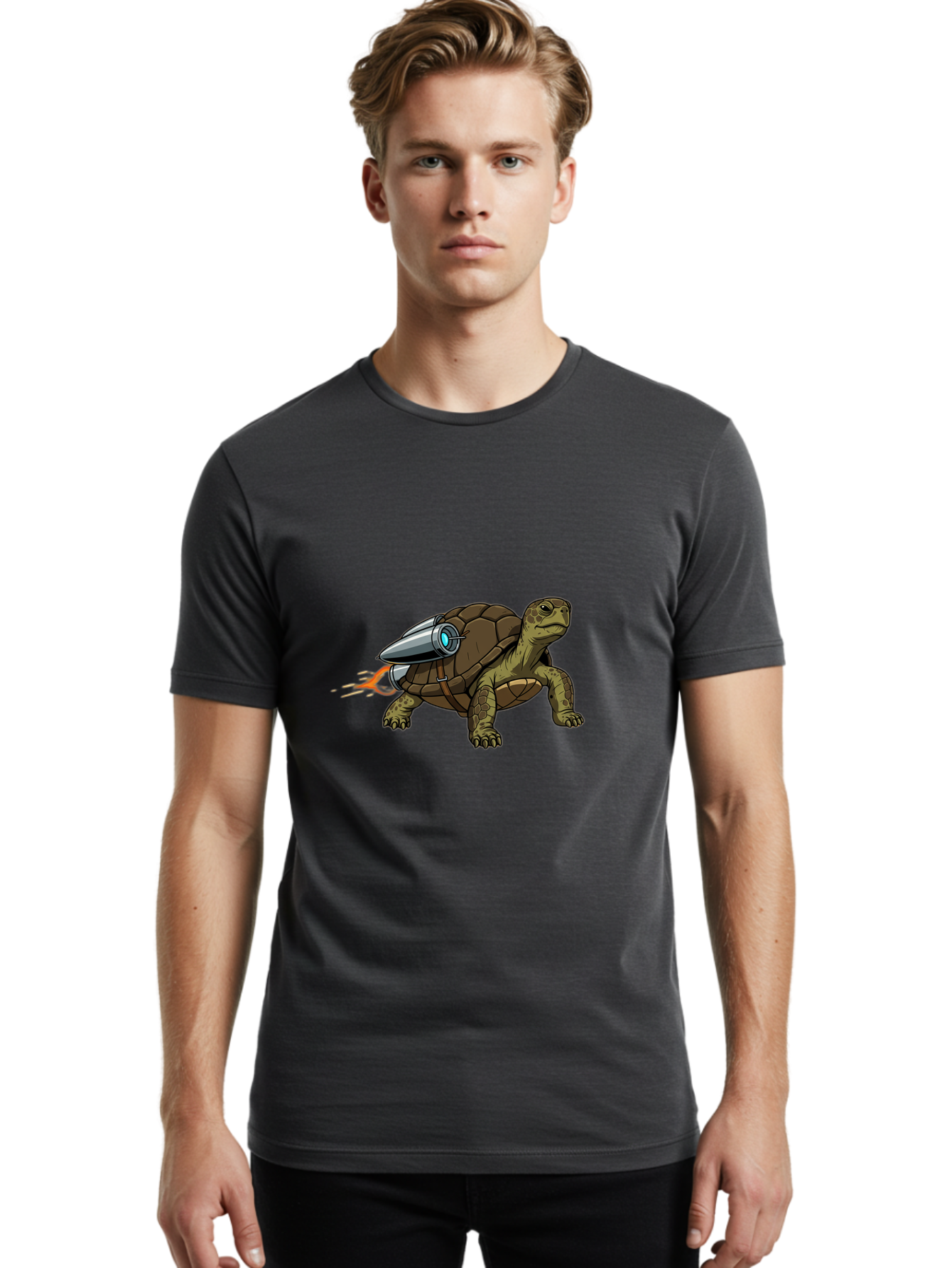 Tortoise-With-Rocket Men'S Graphic Tee, 100% Cotton, Comfortable Casual Summer Wear, Machine Washable, Vintage Camera, Old Camera, Antique Camera, Black Camera, Classic Photography, Photography Equipment, Nostalgic Device, Film Camera, Ban826