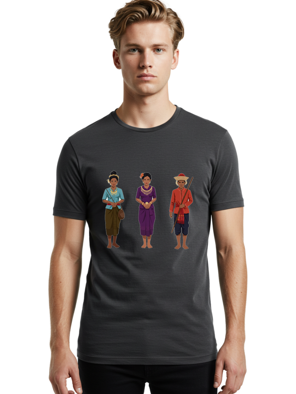 Traditional-Cambodian-People Men'S Graphic Tee, 100% Cotton, Comfortable Casual Summer Wear, Machine Washable, Vintage Camera, Old Camera, Antique Camera, Black Camera, Classic Photography, Photography Equipment, Nostalgic Device, Film Camera, Ban831
