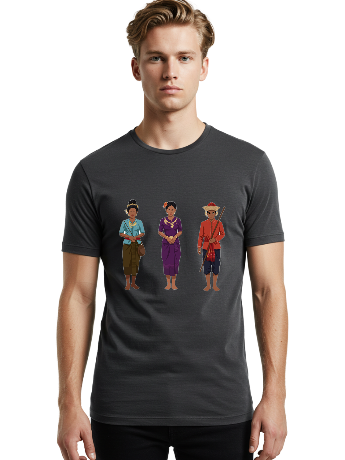Traditional-Cambodian-People Men'S Graphic Tee, 100% Cotton, Comfortable Casual Summer Wear, Machine Washable, Vintage Camera, Old Camera, Antique Camera, Black Camera, Classic Photography, Photography Equipment, Nostalgic Device, Film Camera, Ban831