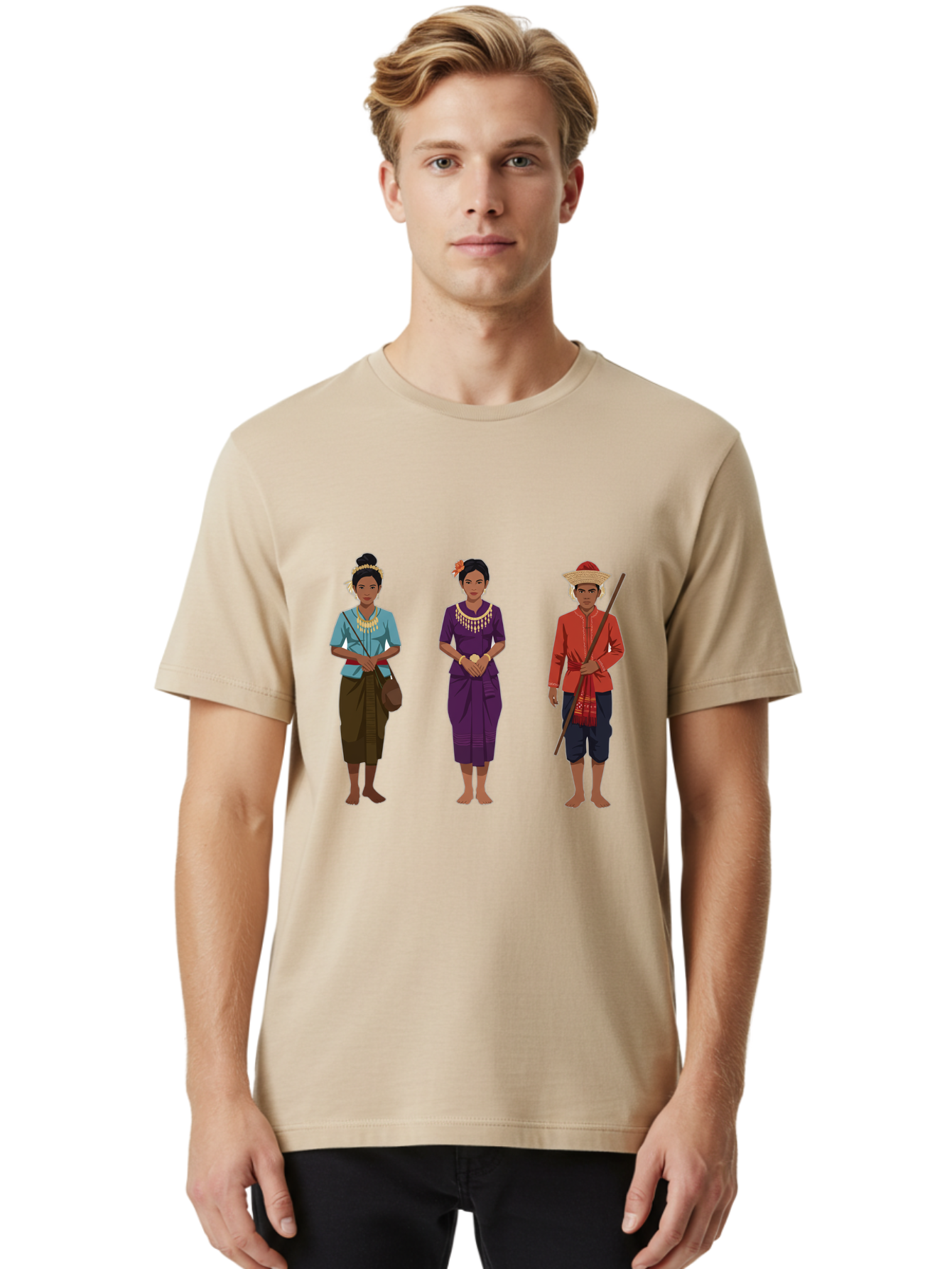 Traditional-Cambodian-People Men'S Graphic Tee, 100% Cotton, Comfortable Casual Summer Wear, Machine Washable, Vintage Camera, Old Camera, Antique Camera, Black Camera, Classic Photography, Photography Equipment, Nostalgic Device, Film Camera, Ban831