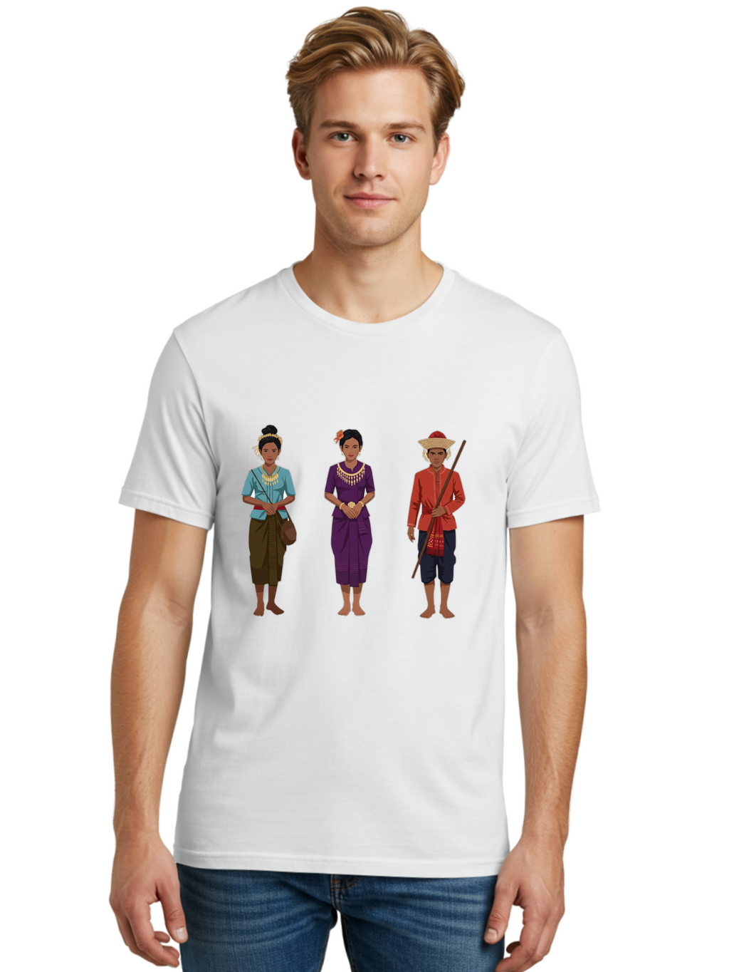 Traditional-Cambodian-People Men'S Graphic Tee, 100% Cotton, Comfortable Casual Summer Wear, Machine Washable, Vintage Camera, Old Camera, Antique Camera, Black Camera, Classic Photography, Photography Equipment, Nostalgic Device, Film Camera, Ban831