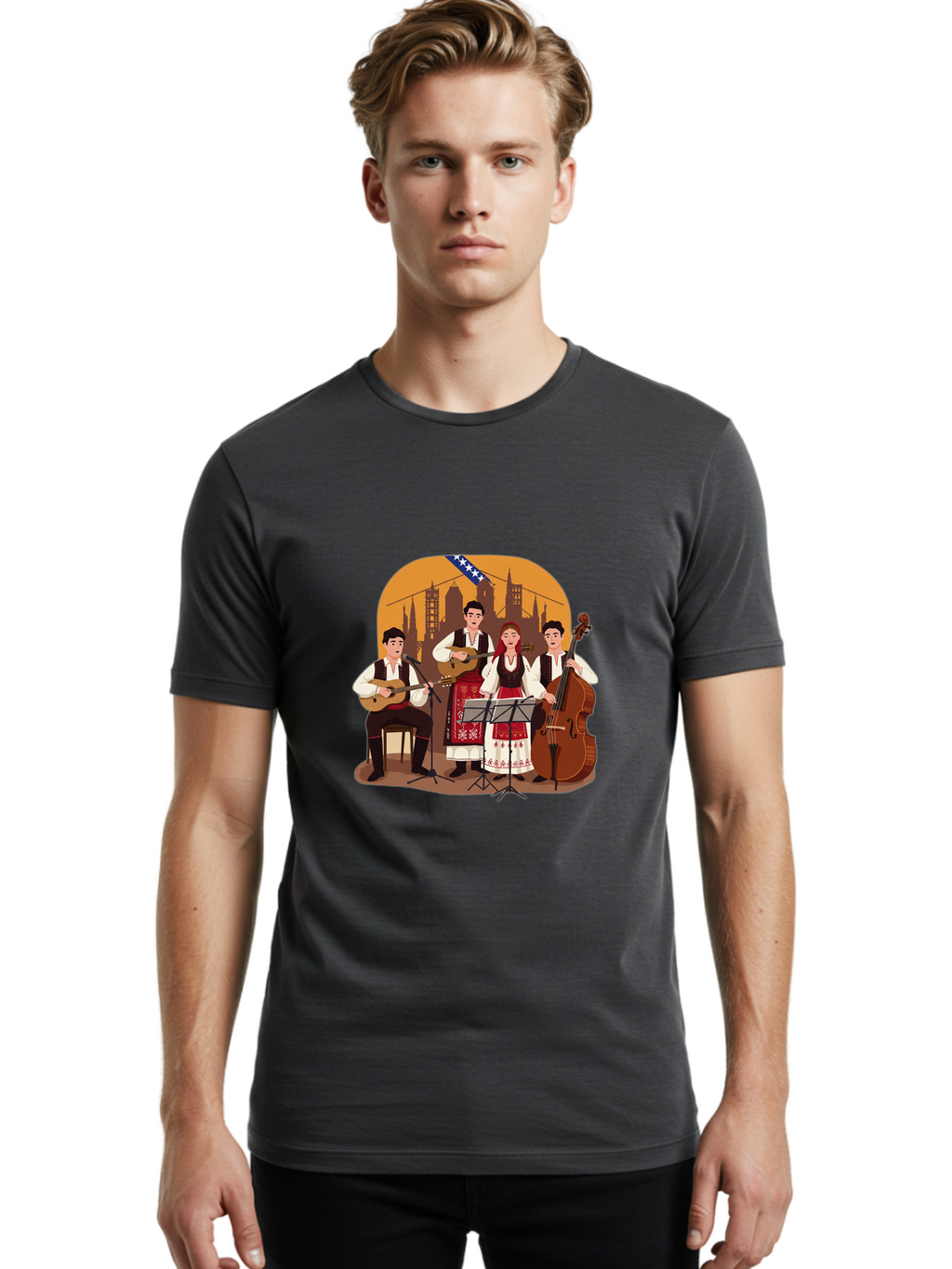 Traditional-Folk-Band Men'S Graphic Tee, 100% Cotton, Comfortable Casual Summer Wear, Machine Washable, Vintage Camera, Old Camera, Antique Camera, Black Camera, Classic Photography, Photography Equipment, Nostalgic Device, Film Camera, Ban833