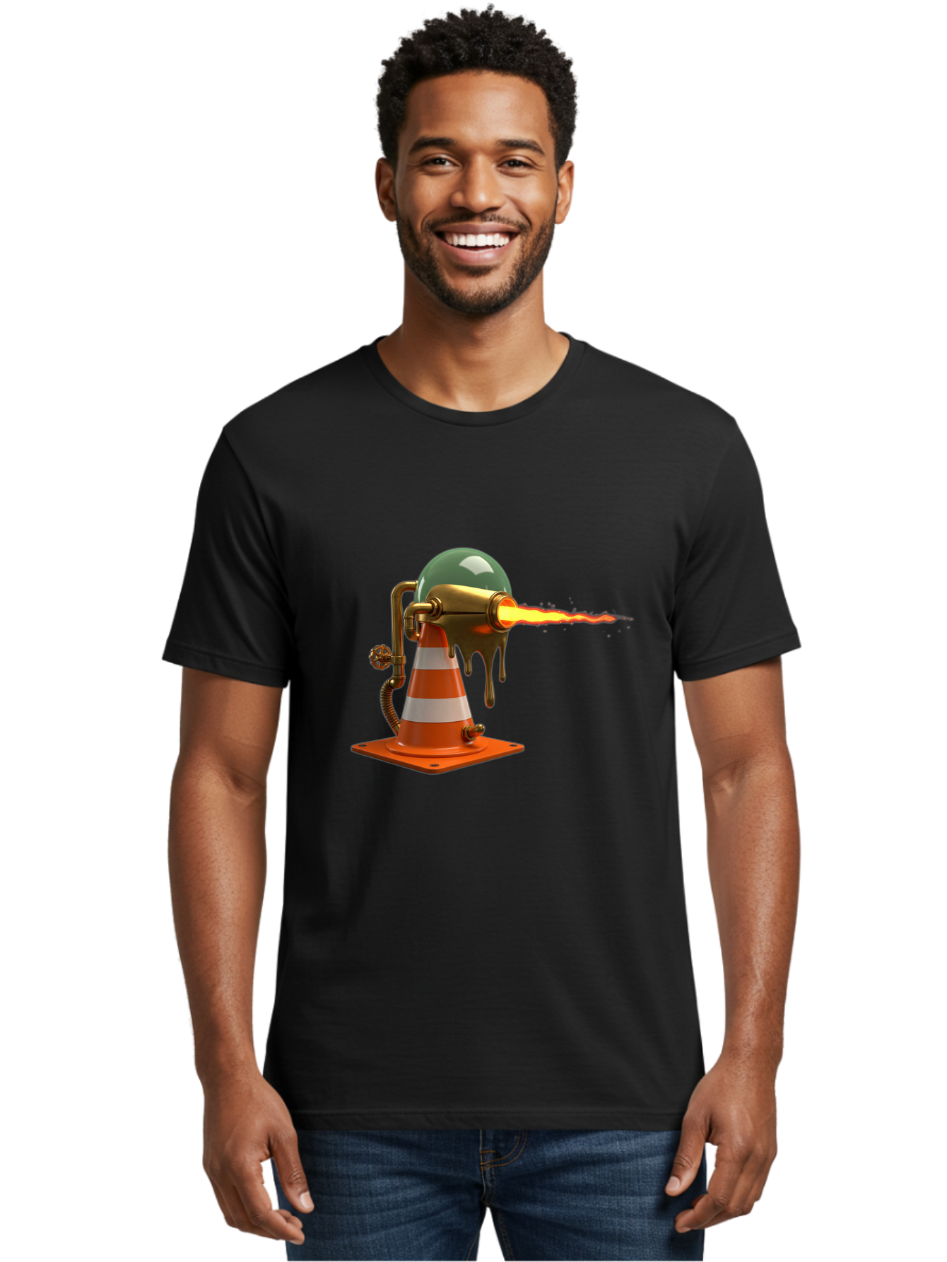 Traffic-Cone-Flamethrower Men'S Graphic Tee, 100% Cotton, Comfortable Casual Summer Wear, Machine Washable, Vintage Camera, Old Camera, Antique Camera, Black Camera, Classic Photography, Photography Equipment, Nostalgic Device, Film Camera, Ban840