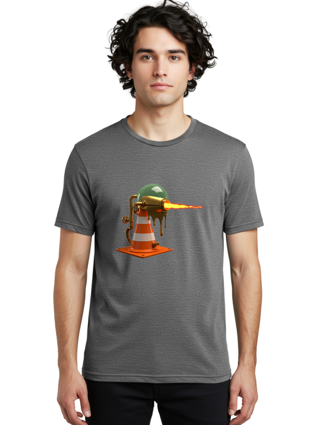 Traffic-Cone-Flamethrower Men'S Graphic Tee, 100% Cotton, Comfortable Casual Summer Wear, Machine Washable, Vintage Camera, Old Camera, Antique Camera, Black Camera, Classic Photography, Photography Equipment, Nostalgic Device, Film Camera, Ban840
