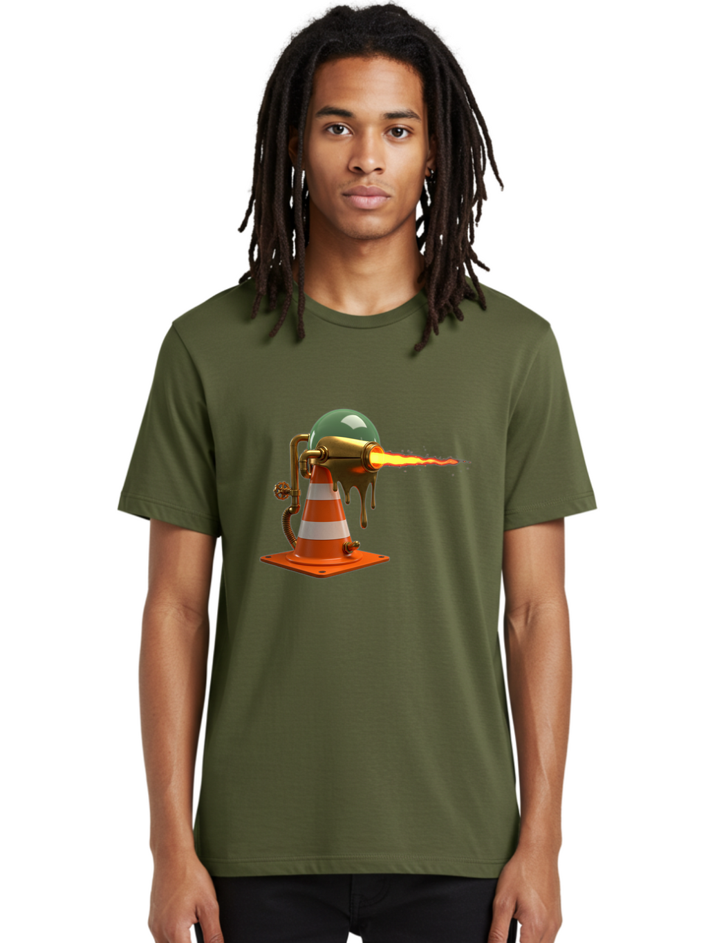 Traffic-Cone-Flamethrower Men'S Graphic Tee, 100% Cotton, Comfortable Casual Summer Wear, Machine Washable, Vintage Camera, Old Camera, Antique Camera, Black Camera, Classic Photography, Photography Equipment, Nostalgic Device, Film Camera, Ban840