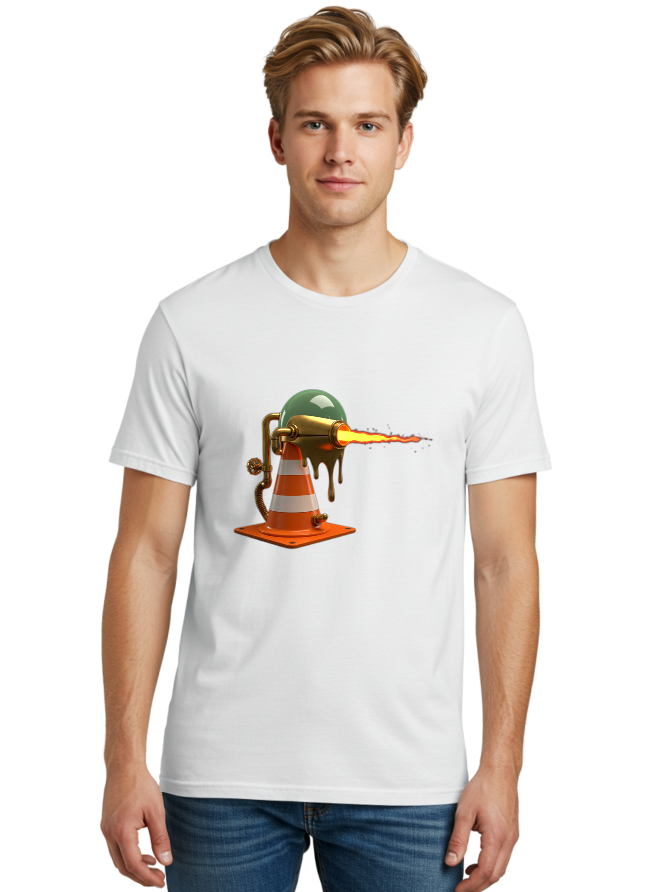 Traffic-Cone-Flamethrower Men'S Graphic Tee, 100% Cotton, Comfortable Casual Summer Wear, Machine Washable, Vintage Camera, Old Camera, Antique Camera, Black Camera, Classic Photography, Photography Equipment, Nostalgic Device, Film Camera, Ban840