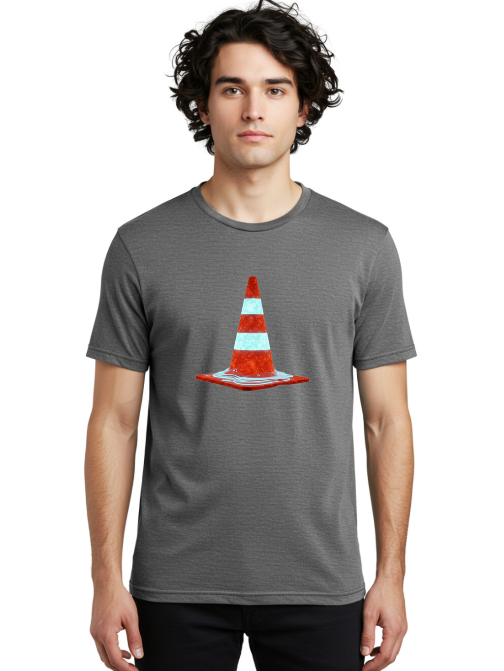 Traffic-Cone-Melting-1 Men'S Graphic Tee, 100% Cotton, Comfortable Casual Summer Wear, Machine Washable, Vintage Camera, Old Camera, Antique Camera, Black Camera, Classic Photography, Photography Equipment, Nostalgic Device, Film Camera, Ban841