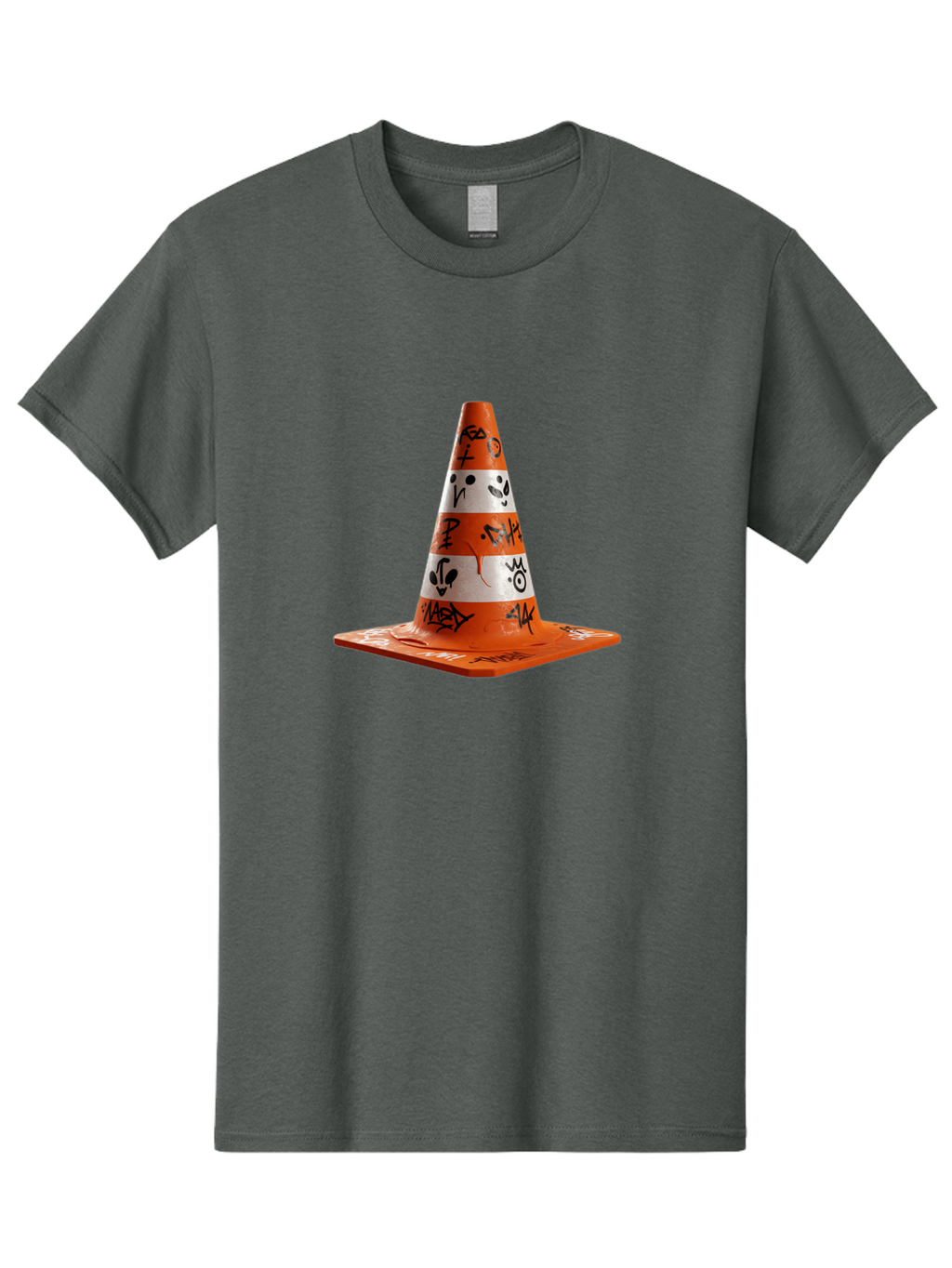 Traffic-Cone-With-Graffiti Men'S Graphic Tee, 100% Cotton, Comfortable Casual Summer Wear, Machine Washable, Vintage Camera, Old Camera, Antique Camera, Black Camera, Classic Photography, Photography Equipment, Nostalgic Device, Film Camera, Ban843