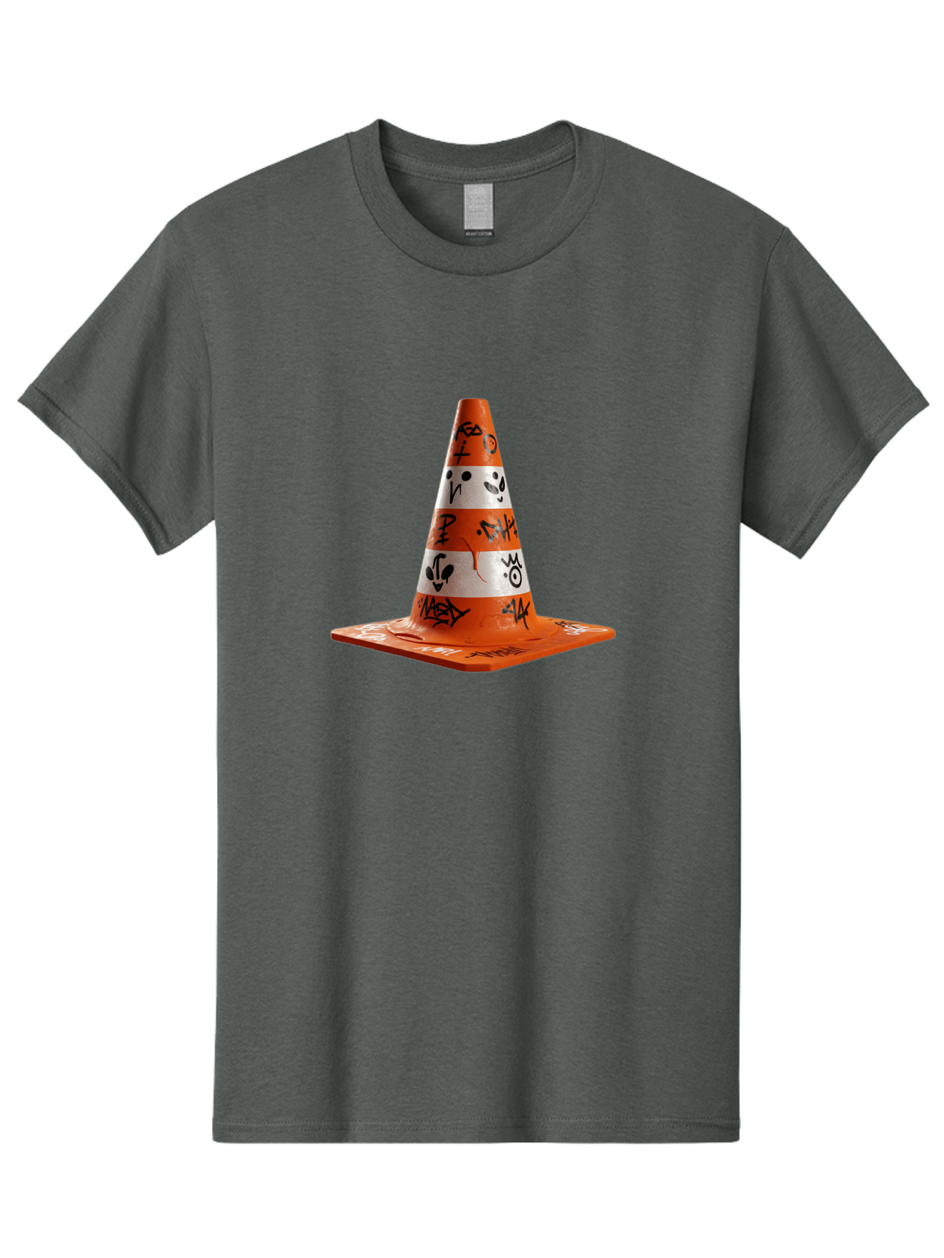 Traffic-Cone-With-Graffiti Men'S Graphic Tee, 100% Cotton, Comfortable Casual Summer Wear, Machine Washable, Vintage Camera, Old Camera, Antique Camera, Black Camera, Classic Photography, Photography Equipment, Nostalgic Device, Film Camera, Ban843