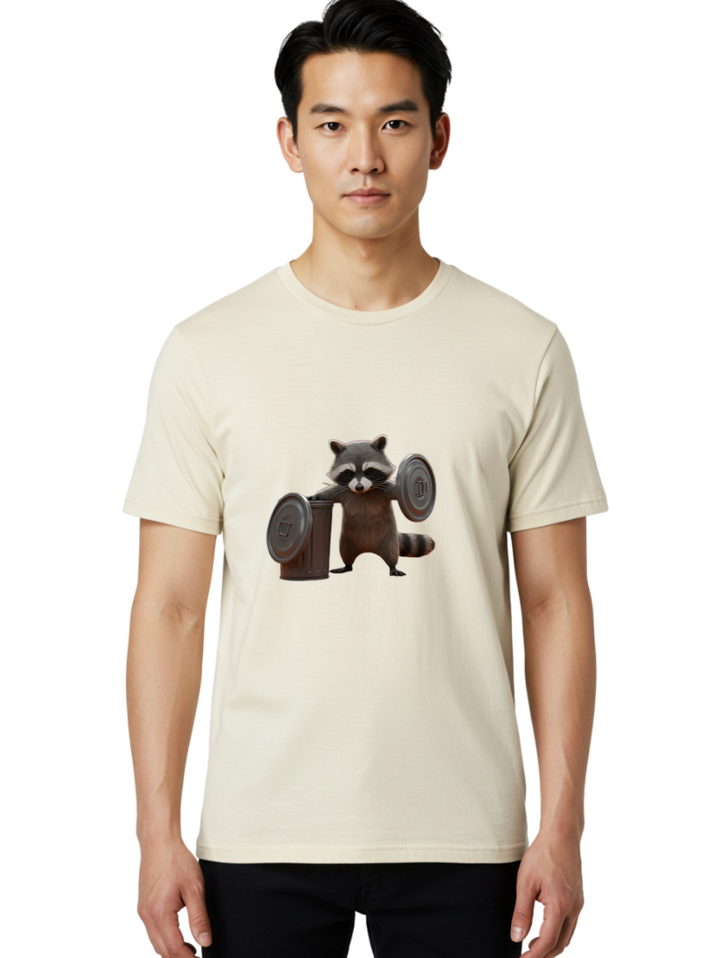Trash-Can-Dumbbell-Raccoon Men'S Graphic Tee, 100% Cotton, Comfortable Casual Summer Wear, Machine Washable, Vintage Camera, Old Camera, Antique Camera, Black Camera, Classic Photography, Photography Equipment, Nostalgic Device, Film Camera, Ban846