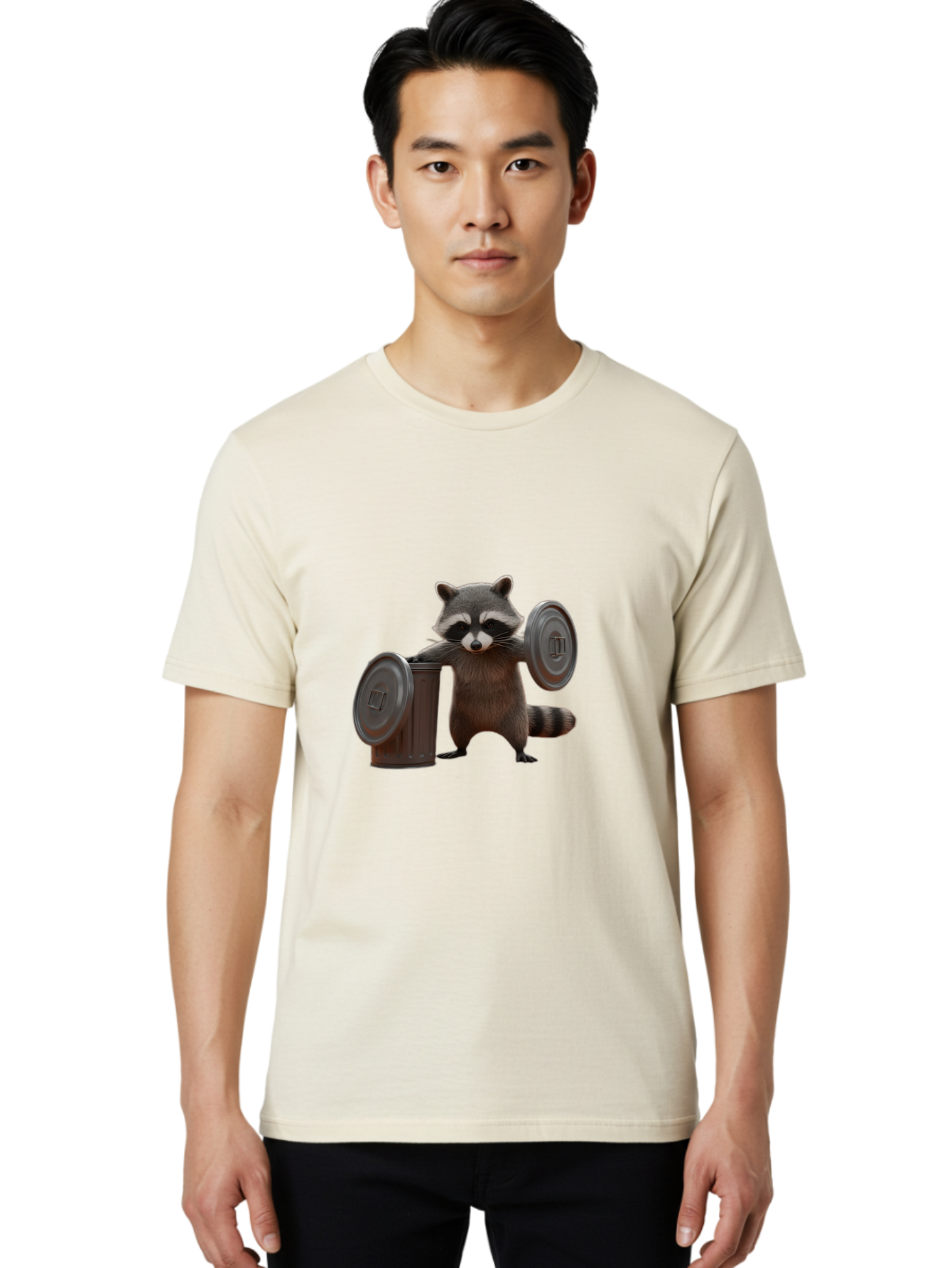 Trash-Can-Dumbbell-Raccoon Men'S Graphic Tee, 100% Cotton, Comfortable Casual Summer Wear, Machine Washable, Vintage Camera, Old Camera, Antique Camera, Black Camera, Classic Photography, Photography Equipment, Nostalgic Device, Film Camera, Ban846