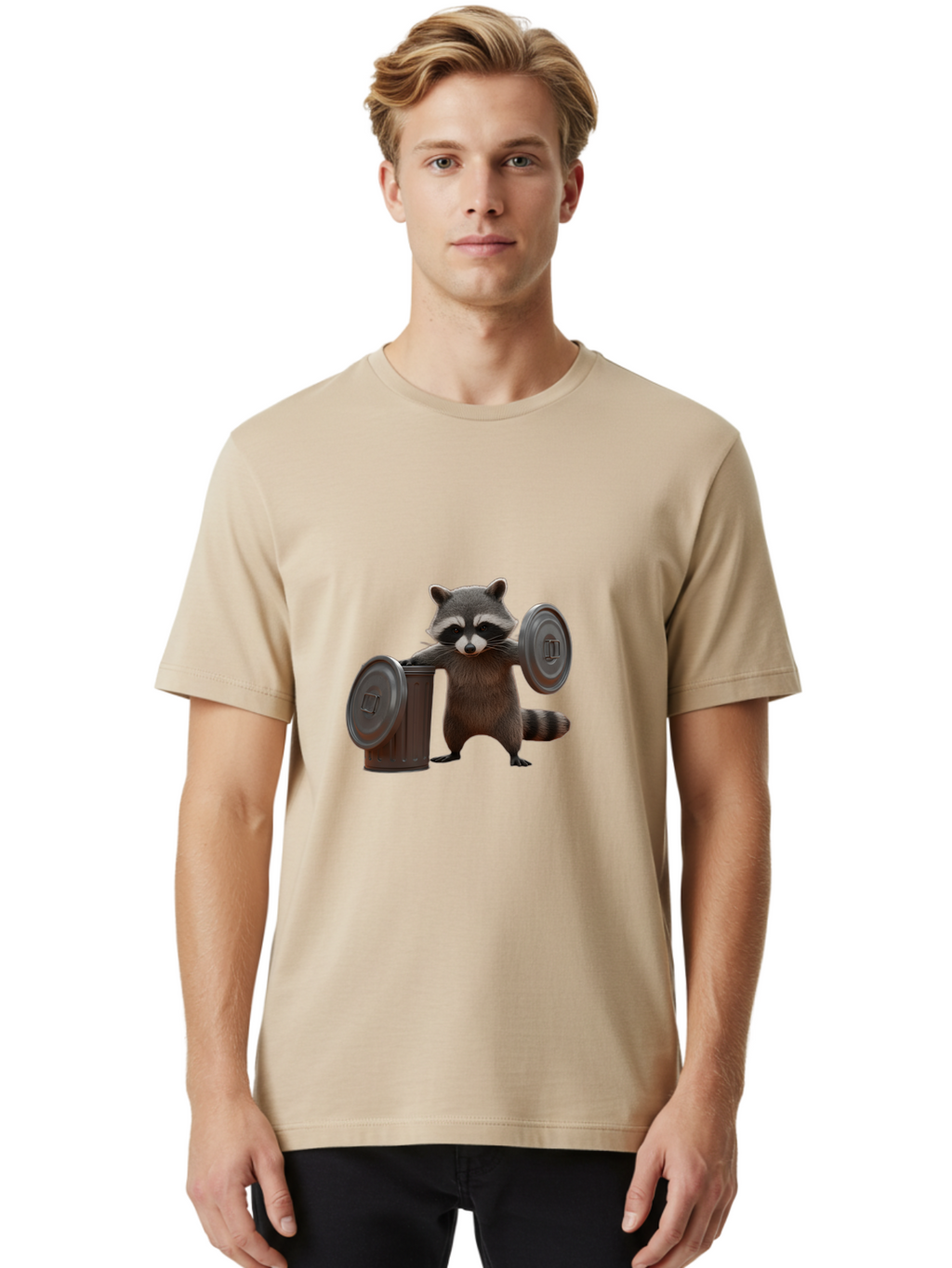 Trash-Can-Dumbbell-Raccoon Men'S Graphic Tee, 100% Cotton, Comfortable Casual Summer Wear, Machine Washable, Vintage Camera, Old Camera, Antique Camera, Black Camera, Classic Photography, Photography Equipment, Nostalgic Device, Film Camera, Ban846