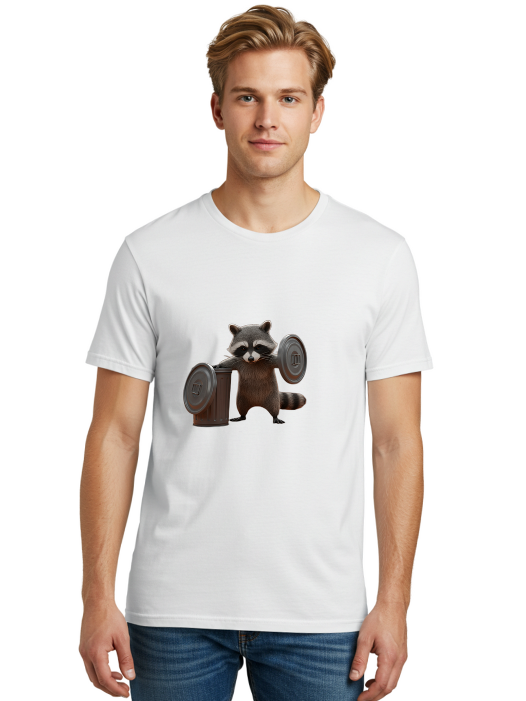 Trash-Can-Dumbbell-Raccoon Men'S Graphic Tee, 100% Cotton, Comfortable Casual Summer Wear, Machine Washable, Vintage Camera, Old Camera, Antique Camera, Black Camera, Classic Photography, Photography Equipment, Nostalgic Device, Film Camera, Ban846