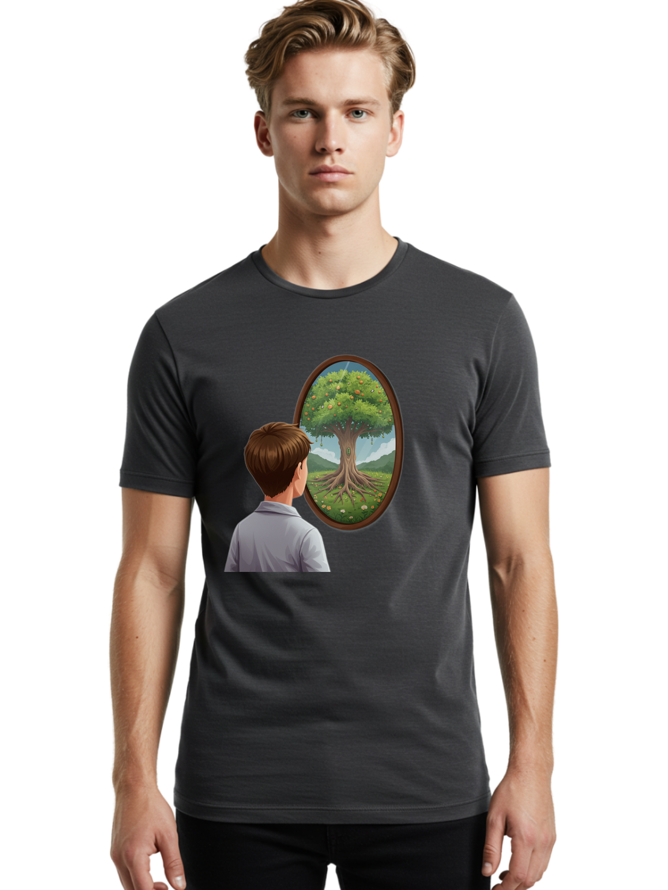 Tree-Of-Life-Mirror Men'S Graphic Tee, 100% Cotton, Comfortable Casual Summer Wear, Machine Washable, Vintage Camera, Old Camera, Antique Camera, Black Camera, Classic Photography, Photography Equipment, Nostalgic Device, Film Camera, Ban853