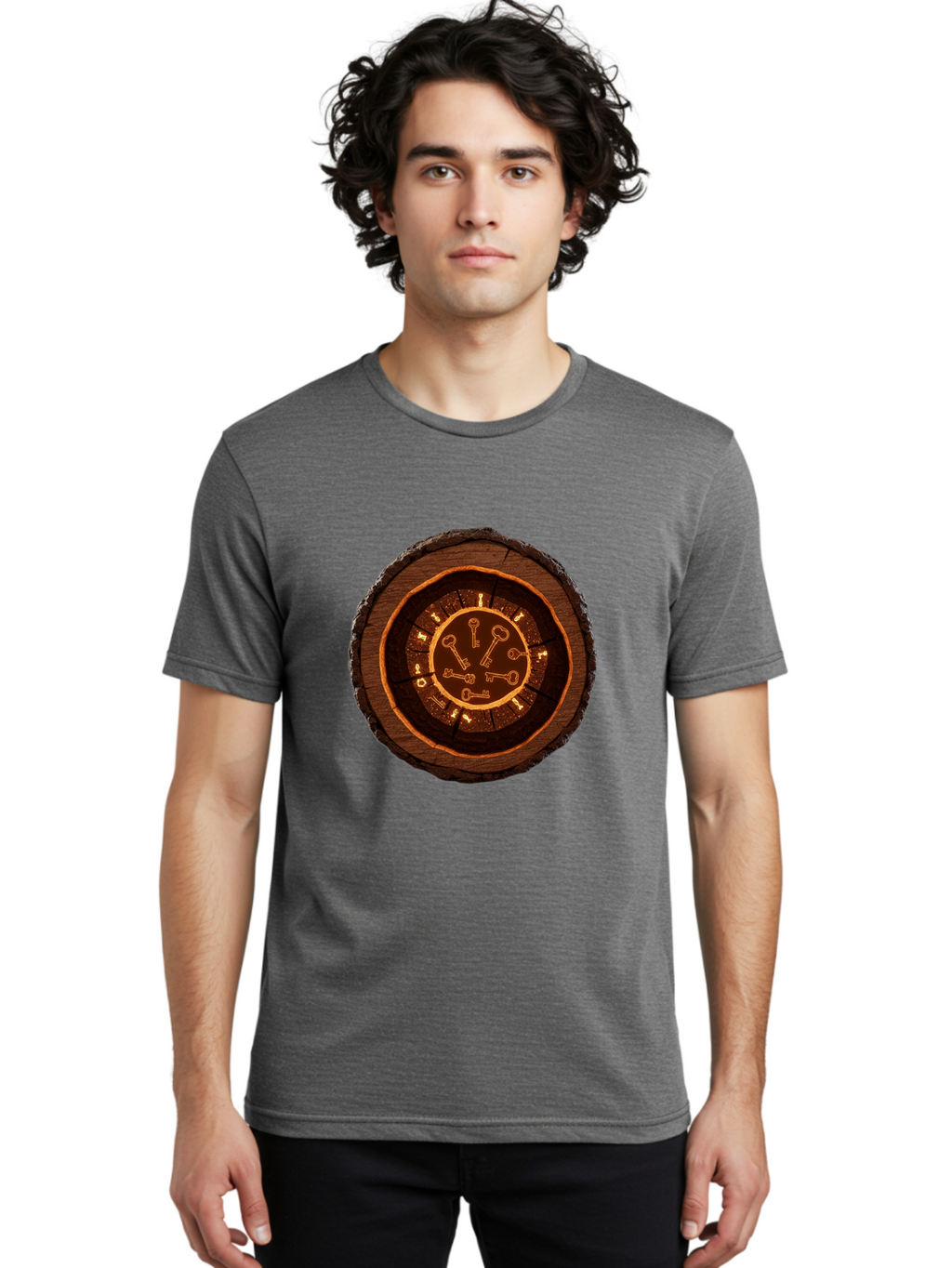 Tree-Stump-Clock Men'S Graphic Tee, 100% Cotton, Comfortable Casual Summer Wear, Machine Washable, Vintage Camera, Old Camera, Antique Camera, Black Camera, Classic Photography, Photography Equipment, Nostalgic Device, Film Camera, Camera Art Ban855
