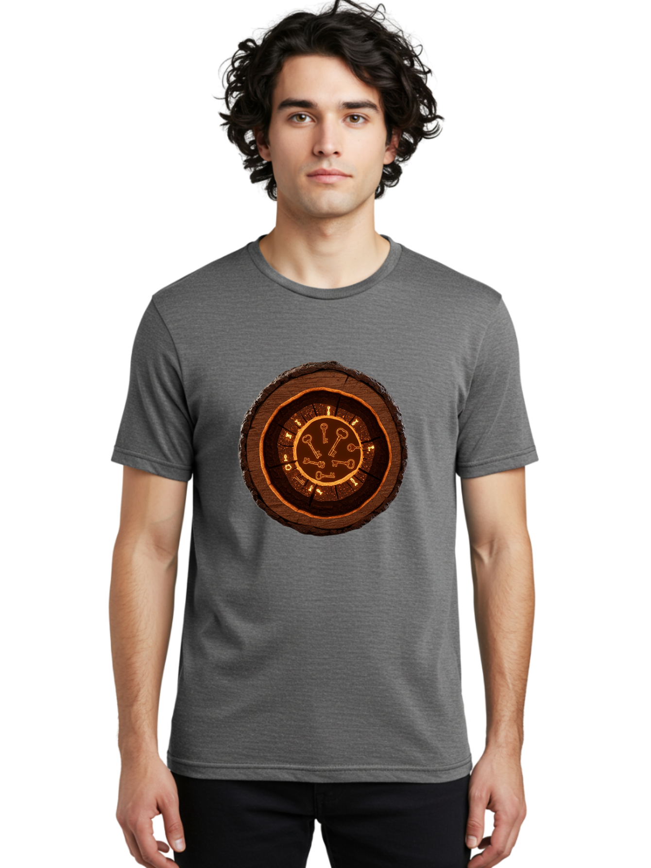 Tree-Stump-Clock Men'S Graphic Tee, 100% Cotton, Comfortable Casual Summer Wear, Machine Washable, Vintage Camera, Old Camera, Antique Camera, Black Camera, Classic Photography, Photography Equipment, Nostalgic Device, Film Camera, Camera Art Ban855