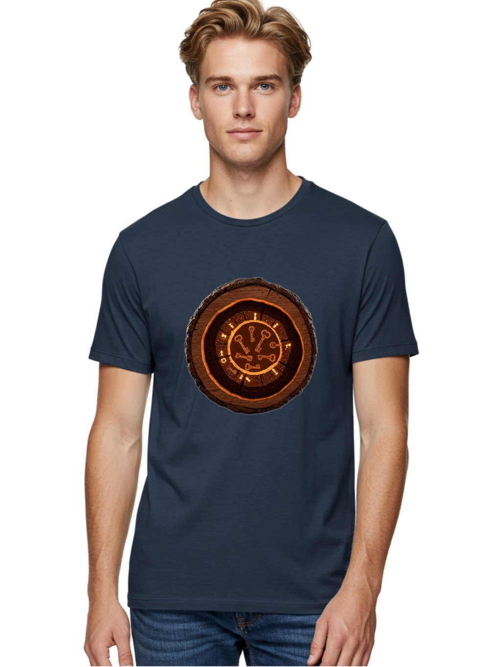 Tree-Stump-Clock Men'S Graphic Tee, 100% Cotton, Comfortable Casual Summer Wear, Machine Washable, Vintage Camera, Old Camera, Antique Camera, Black Camera, Classic Photography, Photography Equipment, Nostalgic Device, Film Camera, Camera Art Ban855