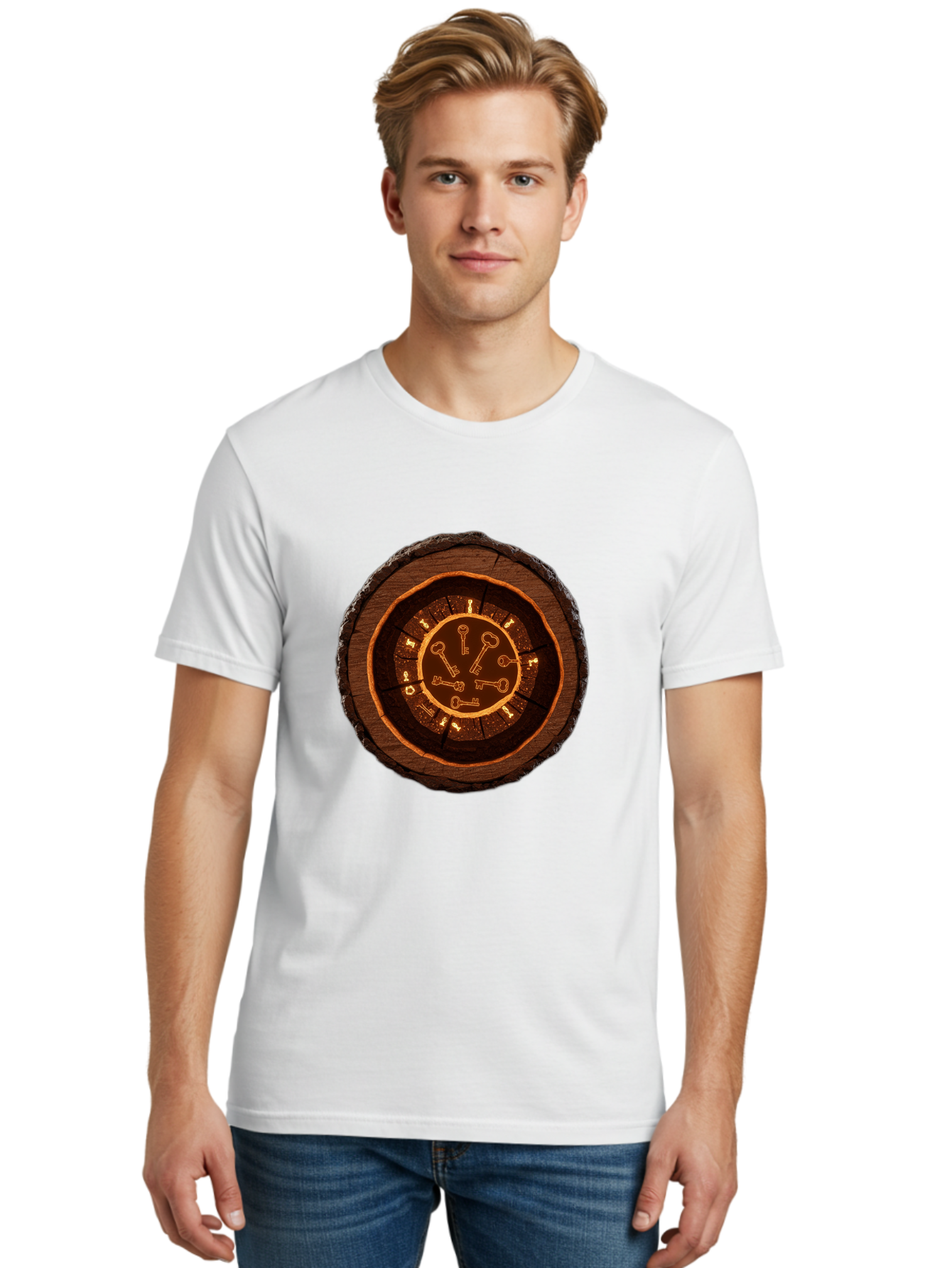 Tree-Stump-Clock Men'S Graphic Tee, 100% Cotton, Comfortable Casual Summer Wear, Machine Washable, Vintage Camera, Old Camera, Antique Camera, Black Camera, Classic Photography, Photography Equipment, Nostalgic Device, Film Camera, Camera Art Ban855