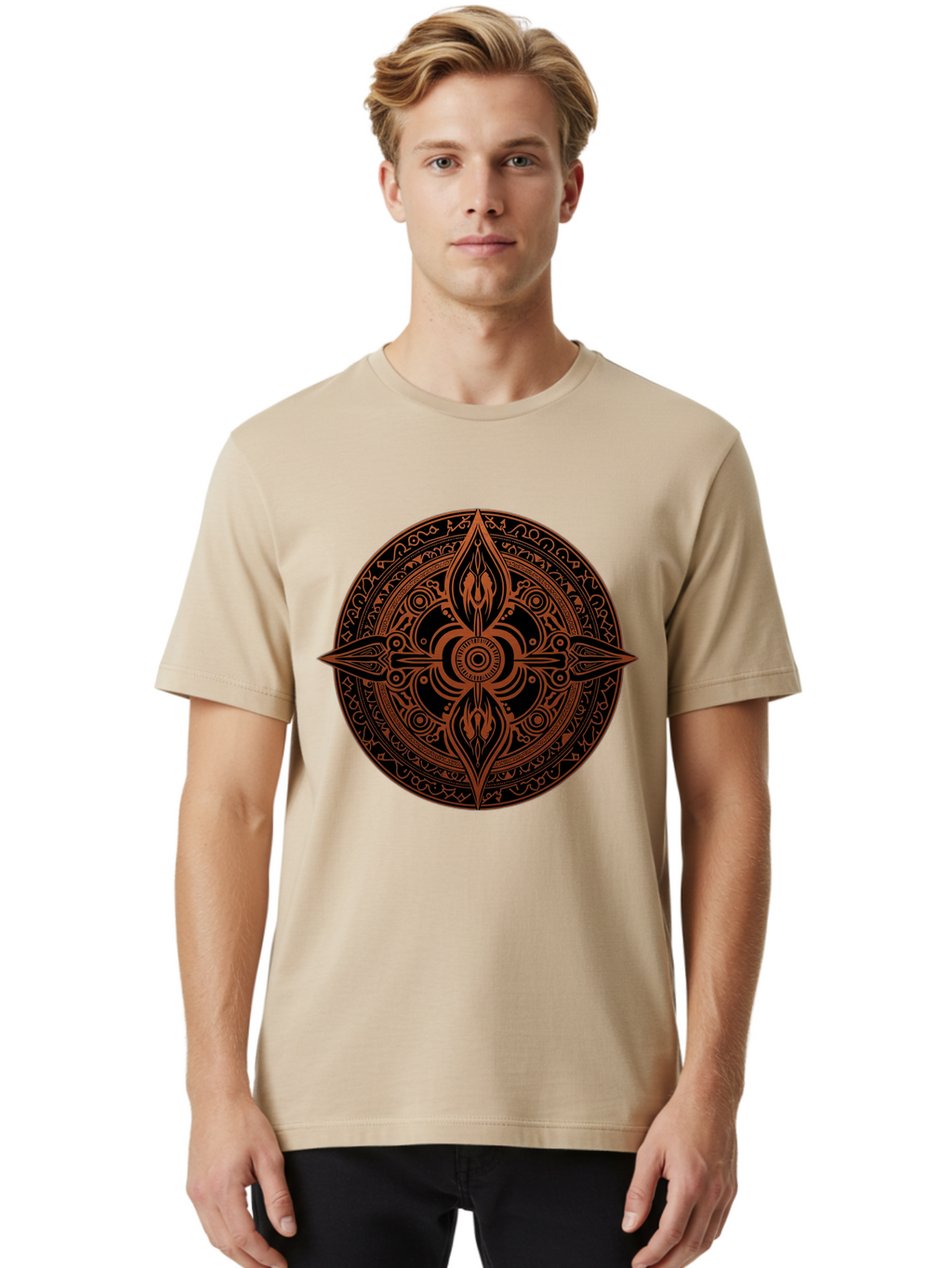 Tribal-Mandala Men'S Graphic Tee, 100% Cotton, Comfortable Casual Summer Wear, Machine Washable, Vintage Camera, Old Camera, Antique Camera, Black Camera, Classic Photography, Photography Equipment, Nostalgic Device, Film Camera, Camera Art Ban857
