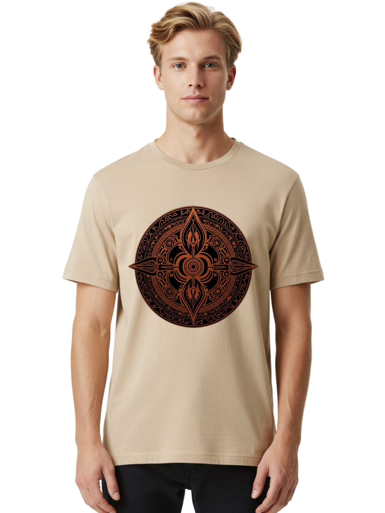 Tribal-Mandala Men'S Graphic Tee, 100% Cotton, Comfortable Casual Summer Wear, Machine Washable, Vintage Camera, Old Camera, Antique Camera, Black Camera, Classic Photography, Photography Equipment, Nostalgic Device, Film Camera, Camera Art Ban857