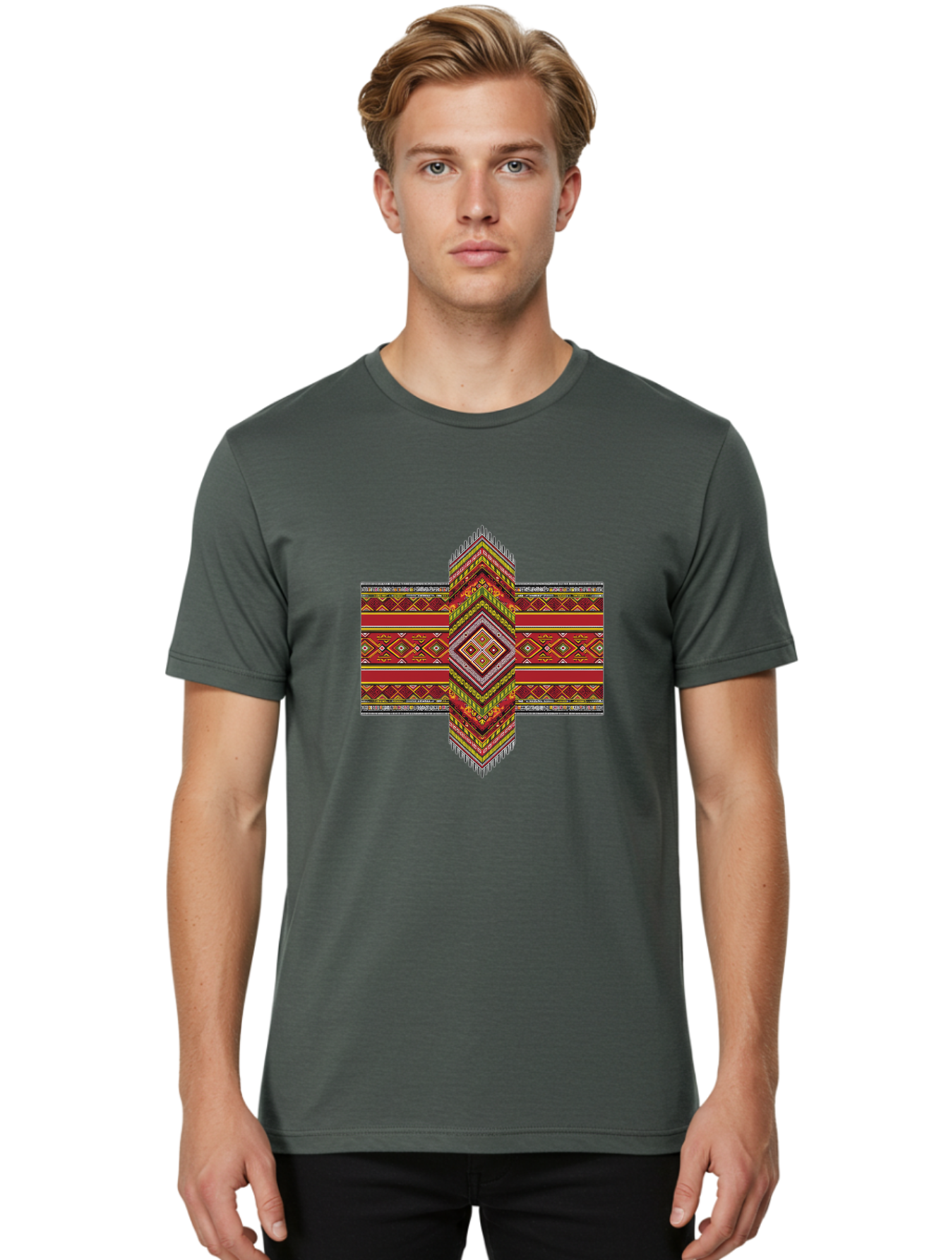 Tribal-Pattern-Cross Men'S Graphic Tee, 100% Cotton, Comfortable Casual Summer Wear, Machine Washable, Vintage Camera, Old Camera, Antique Camera, Black Camera, Classic Photography, Photography Equipment, Nostalgic Device, Film Camera, Ban858