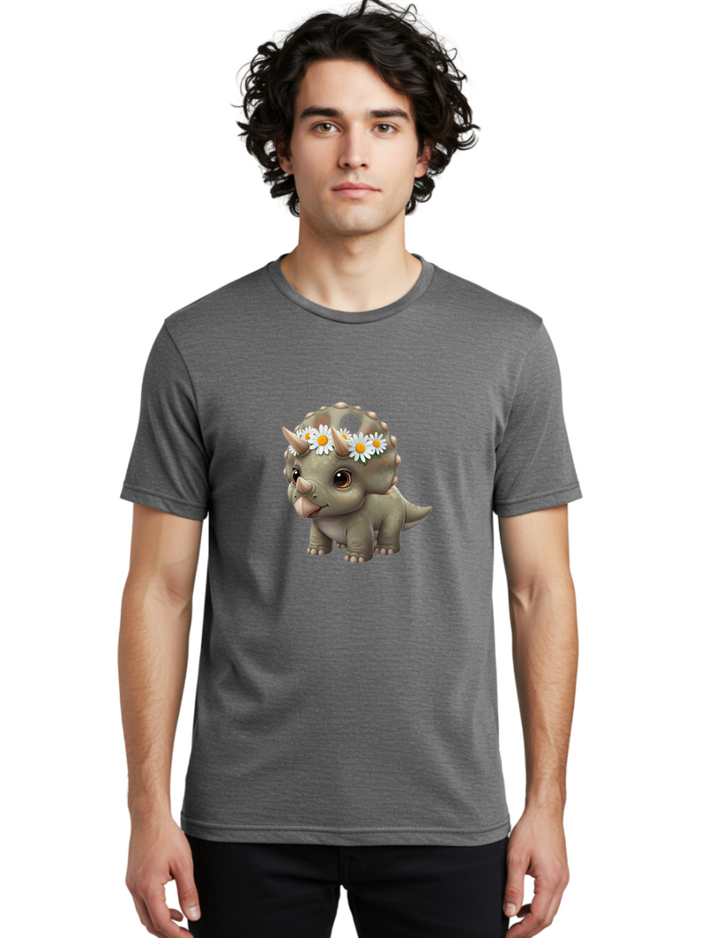 Triceratops-With-Daisies Men'S Graphic Tee, 100% Cotton, Comfortable Casual Summer Wear, Machine Washable, Vintage Camera, Old Camera, Antique Camera, Black Camera, Classic Photography, Photography Equipment, Nostalgic Device, Film Camera, Ban861